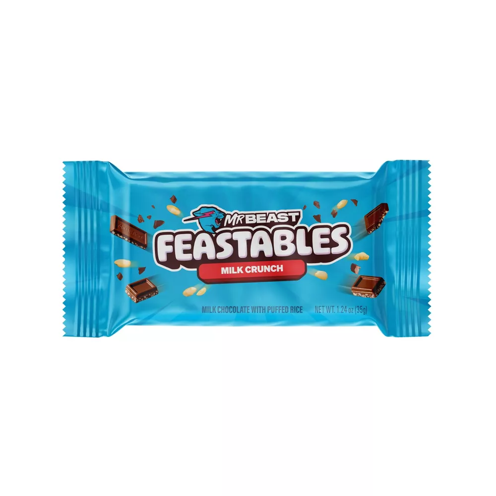 Feastables MrBeast Chocoalte, Milk Crunch Bar, (35g) 1.24oz (Pack of 24)