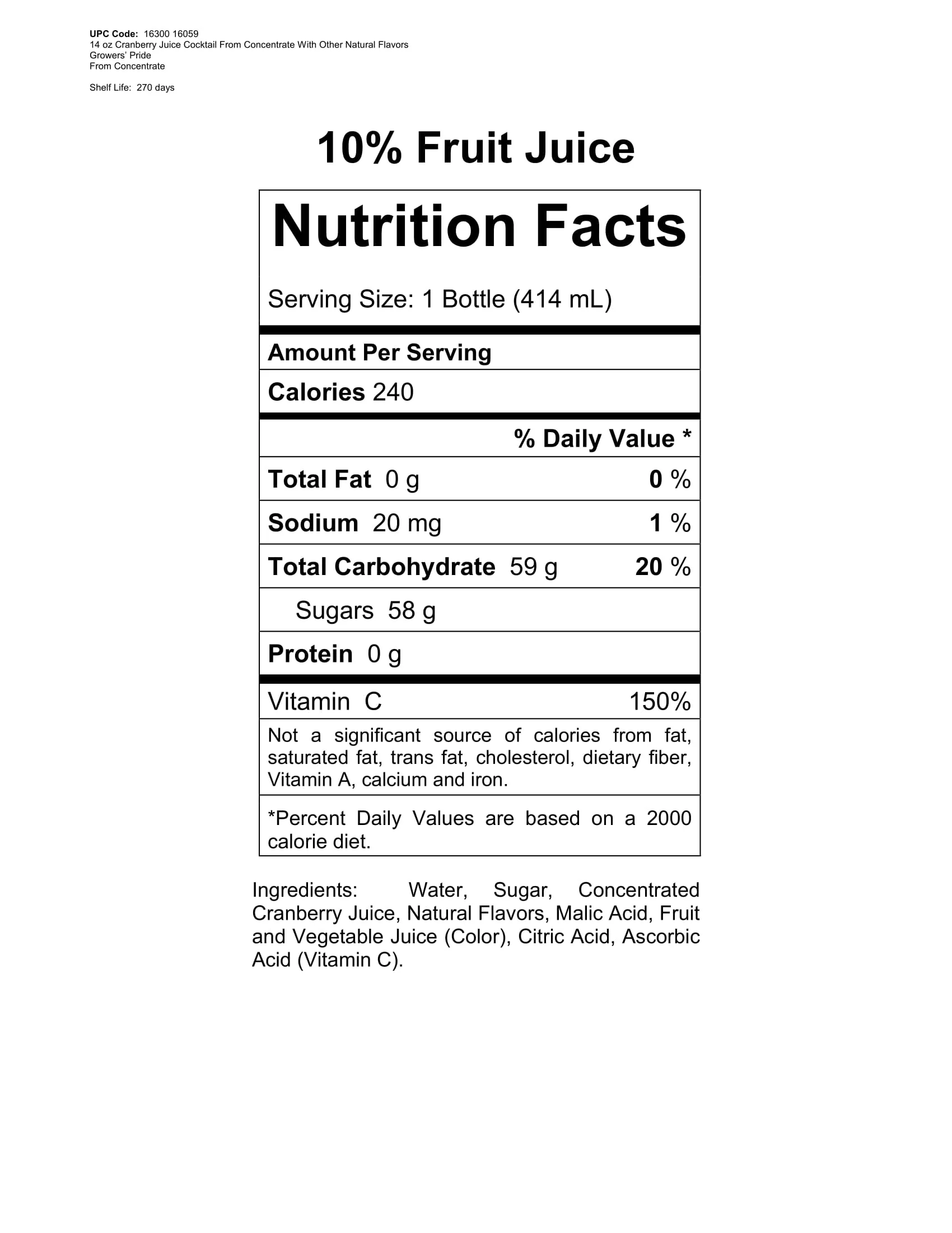 Florida's Natural Juice, Cranberry Splash, 14oz (Pack of 12) - Image 2