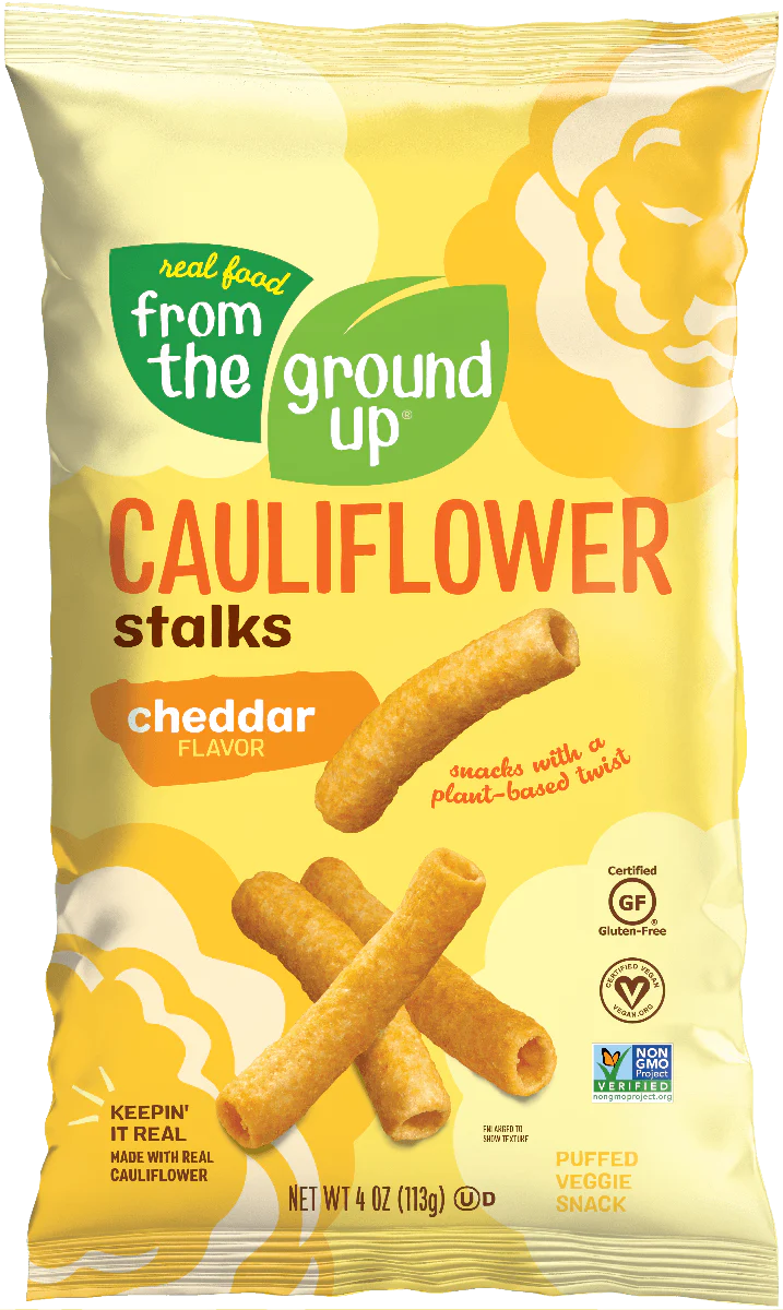 From the Ground Up Cauliflower Stalks, Cheddar, 4 oz (Pack of 12)