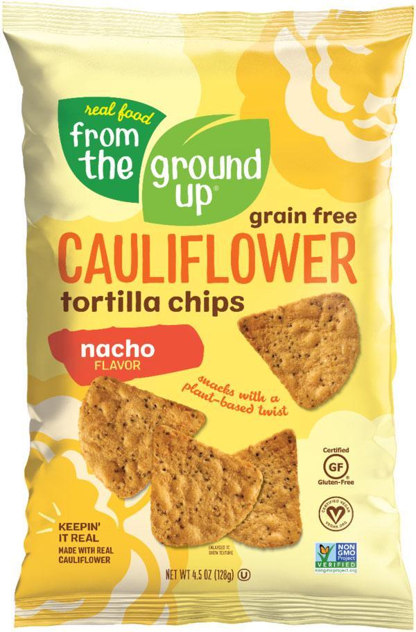 From the Ground Up Cauliflower Tortilla Chips 4.5 oz Bag LIME