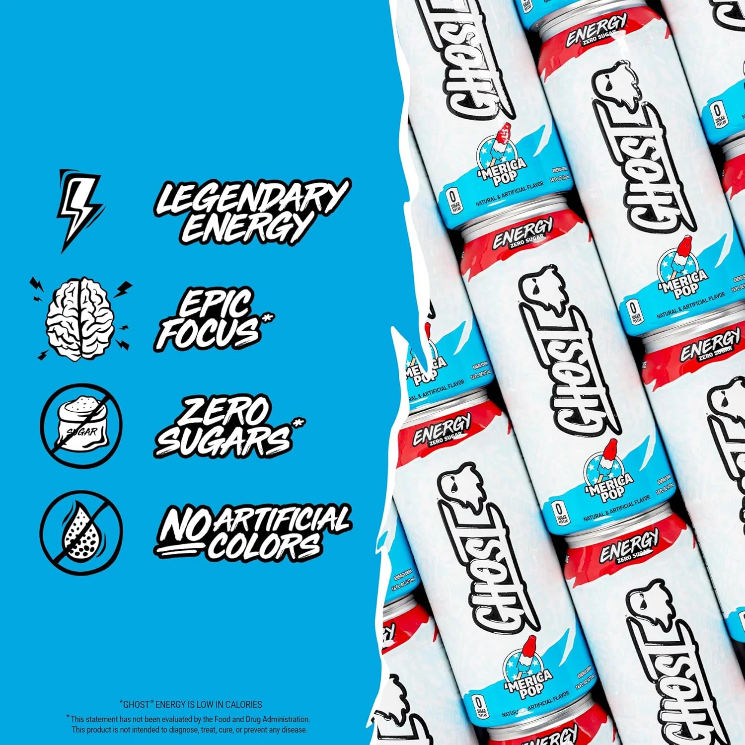 Ghost Energy Drink, 'Merica Pop, 16oz (Pack of 12) - Image 4