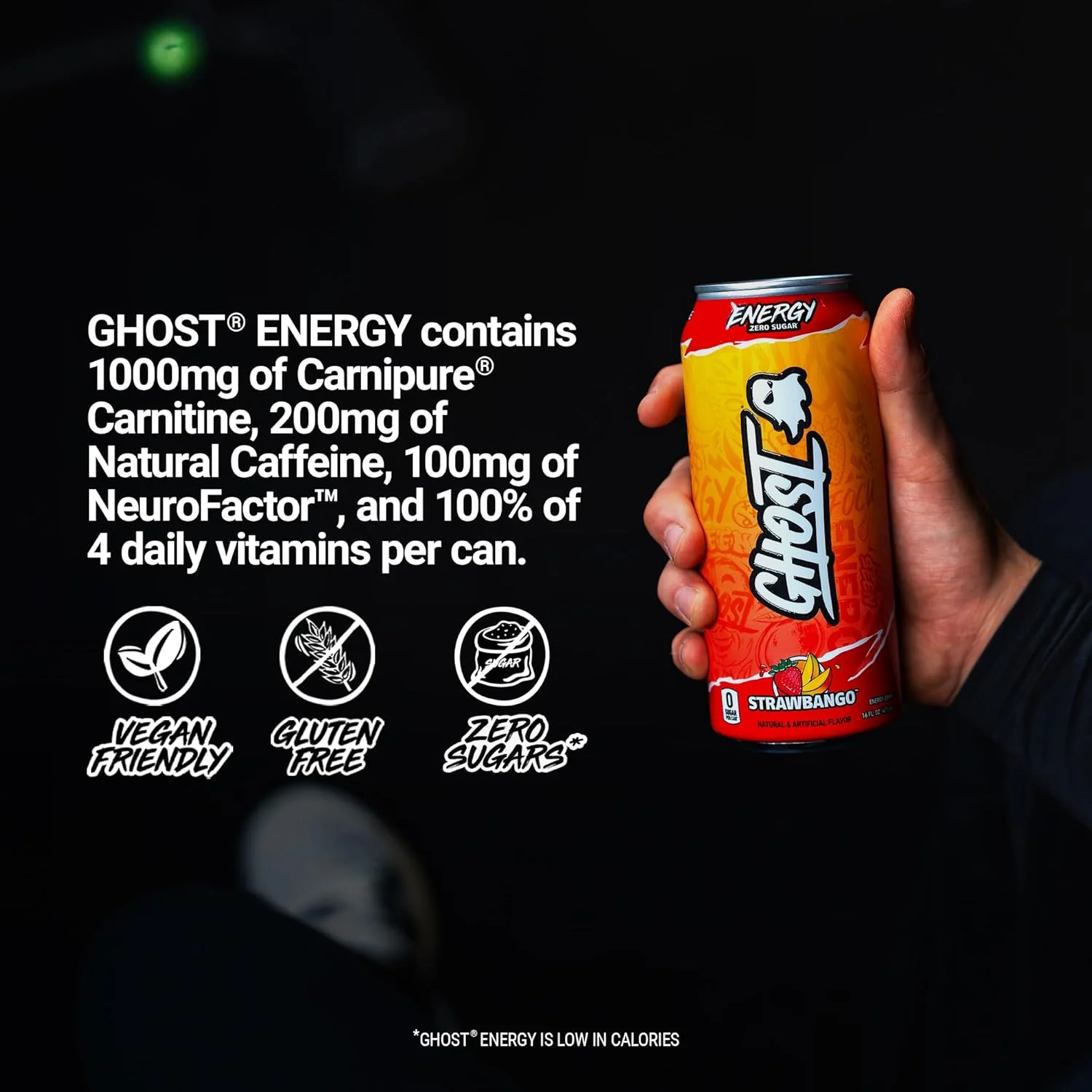 Ghost Energy Drink, Strawbango, 16oz (Pack of 12) - Image 5