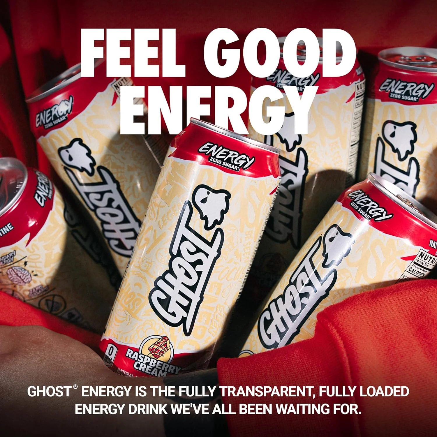 Ghost Energy Drink, Raspberry Cream, 16oz (Pack of 12) - Image 3