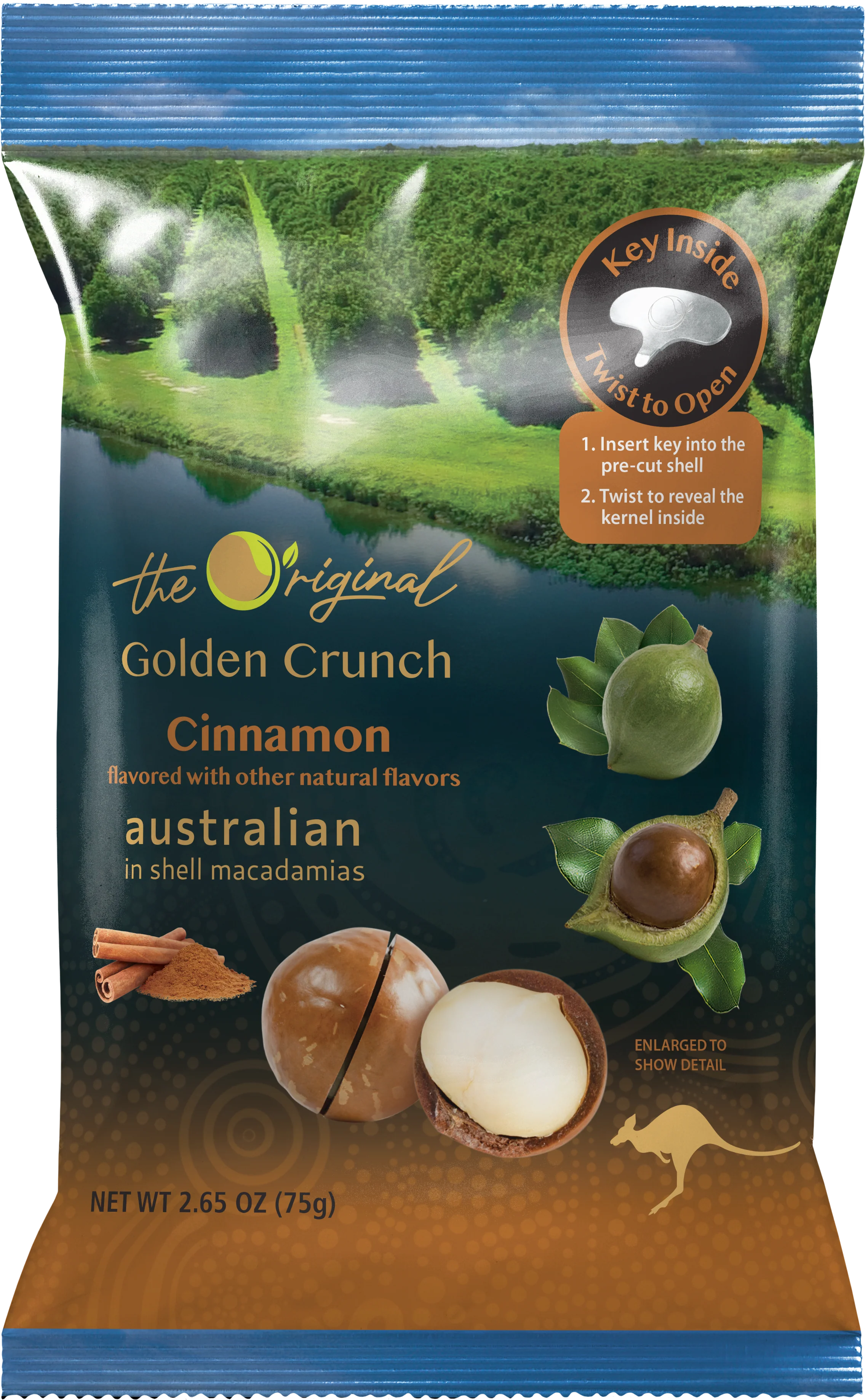 Golden Crunch Australian Macadamia Nuts, Cinnamon, 7.9oz - Multi-Pack