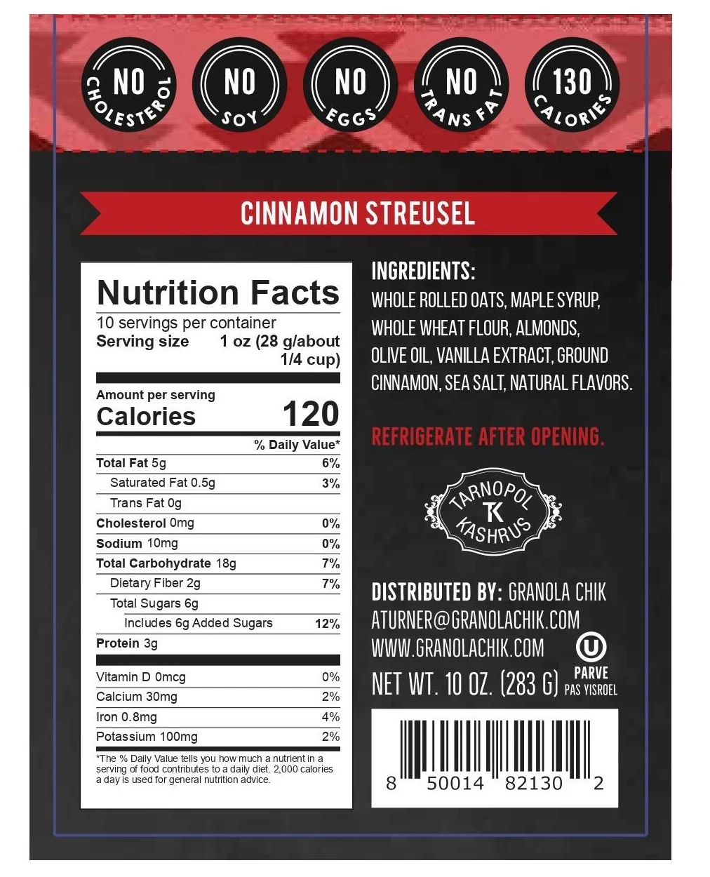 GranolaChik Granola Bar, Cinnamon Struesel, 10oz - Multi-Pack - Image 2
