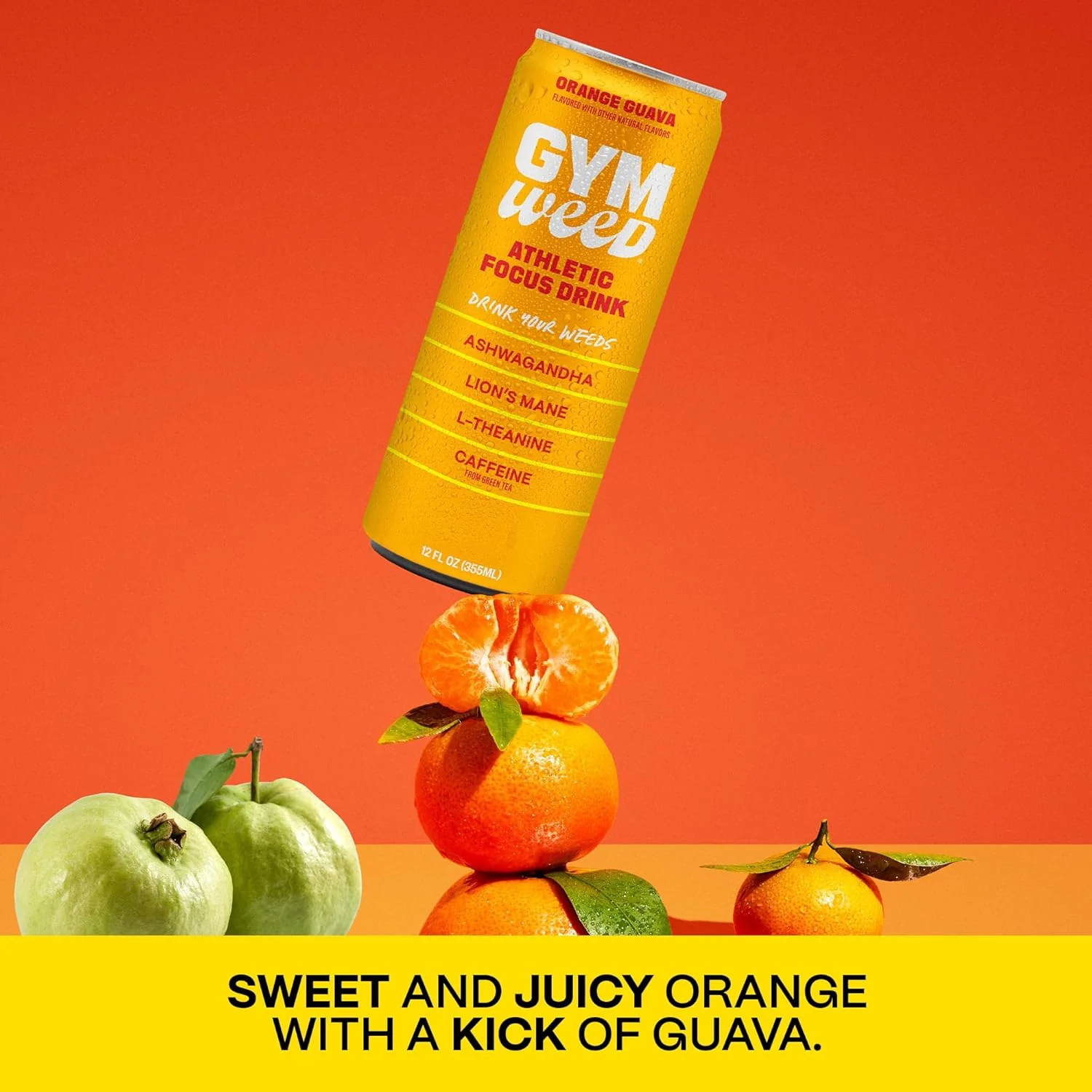 GYM WEED Athletic Focus Drink, Orange Guava, 12oz (Pack of 12) - Image 4