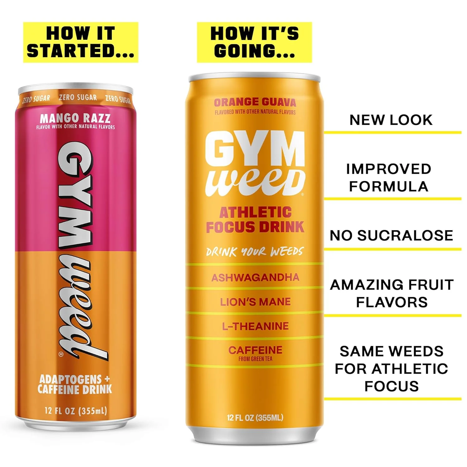 GYM WEED Athletic Focus Drink, Orange Guava, 12oz (Pack of 12) - Image 5