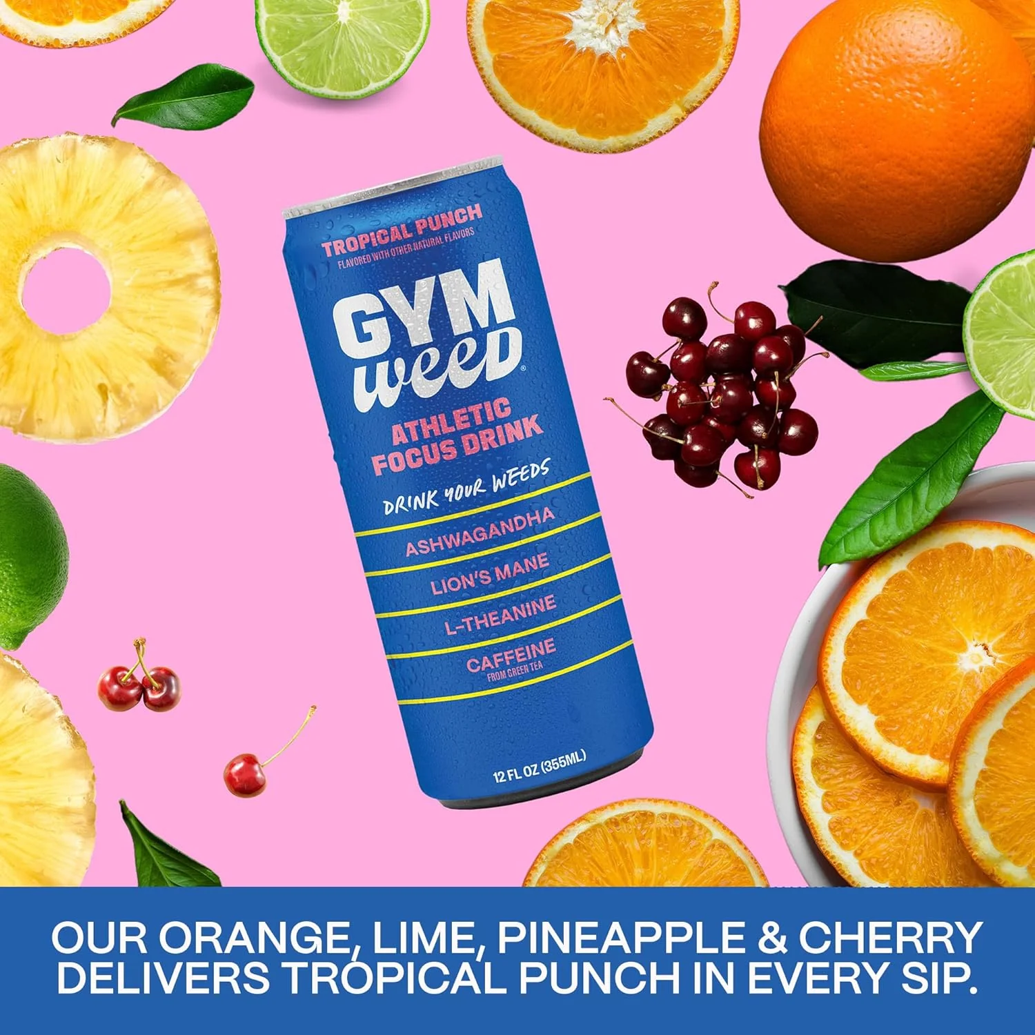 GYM WEED Athletic Focus Drink, Tropical Punch, 12oz (Pack of 12) - Image 5