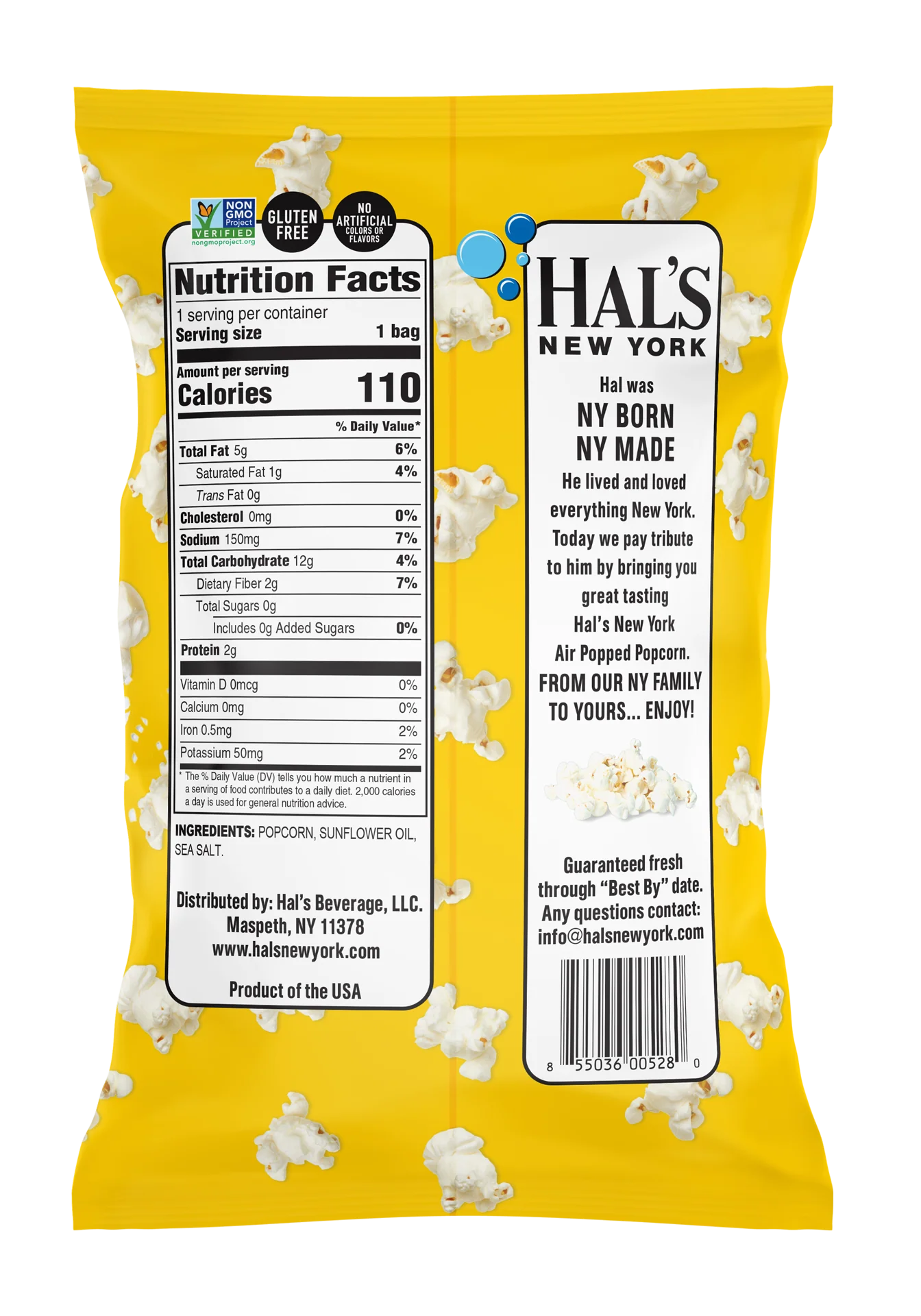 Hal's New York Gluten Free Popcorn, Sea Salt, 0.75 oz (Pack of 24) - Image 3