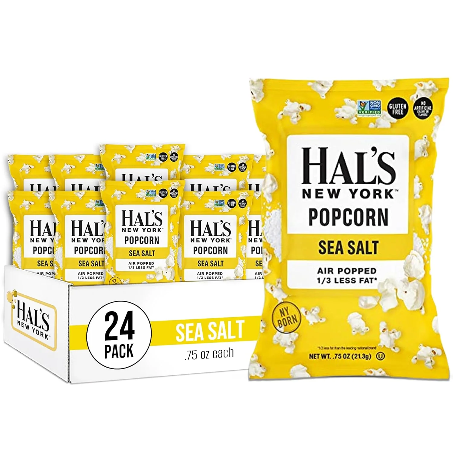 Hal's New York Gluten Free Popcorn, Sea Salt, 0.75 oz (Pack of 24) - Image 4