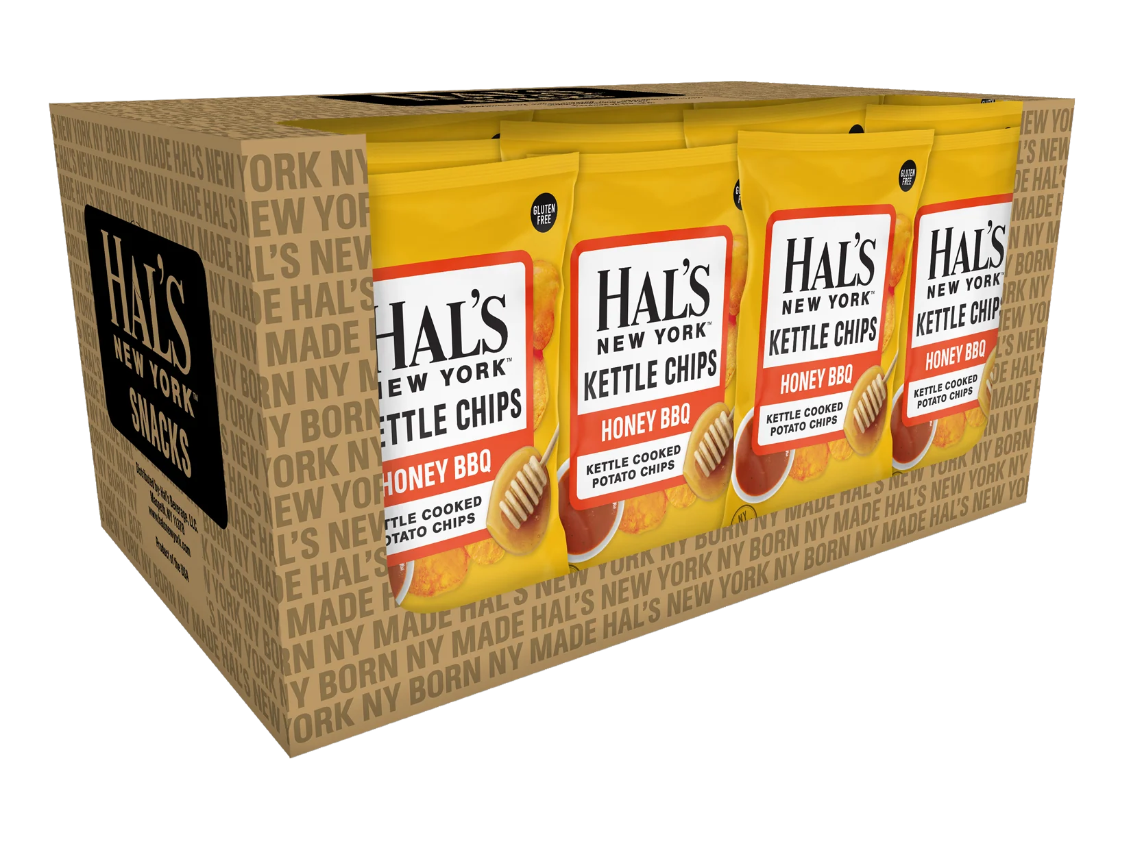 Hal's New York Kettle Cooked Potato Chips, Honey BBQ, 2oz (Pack of 24)