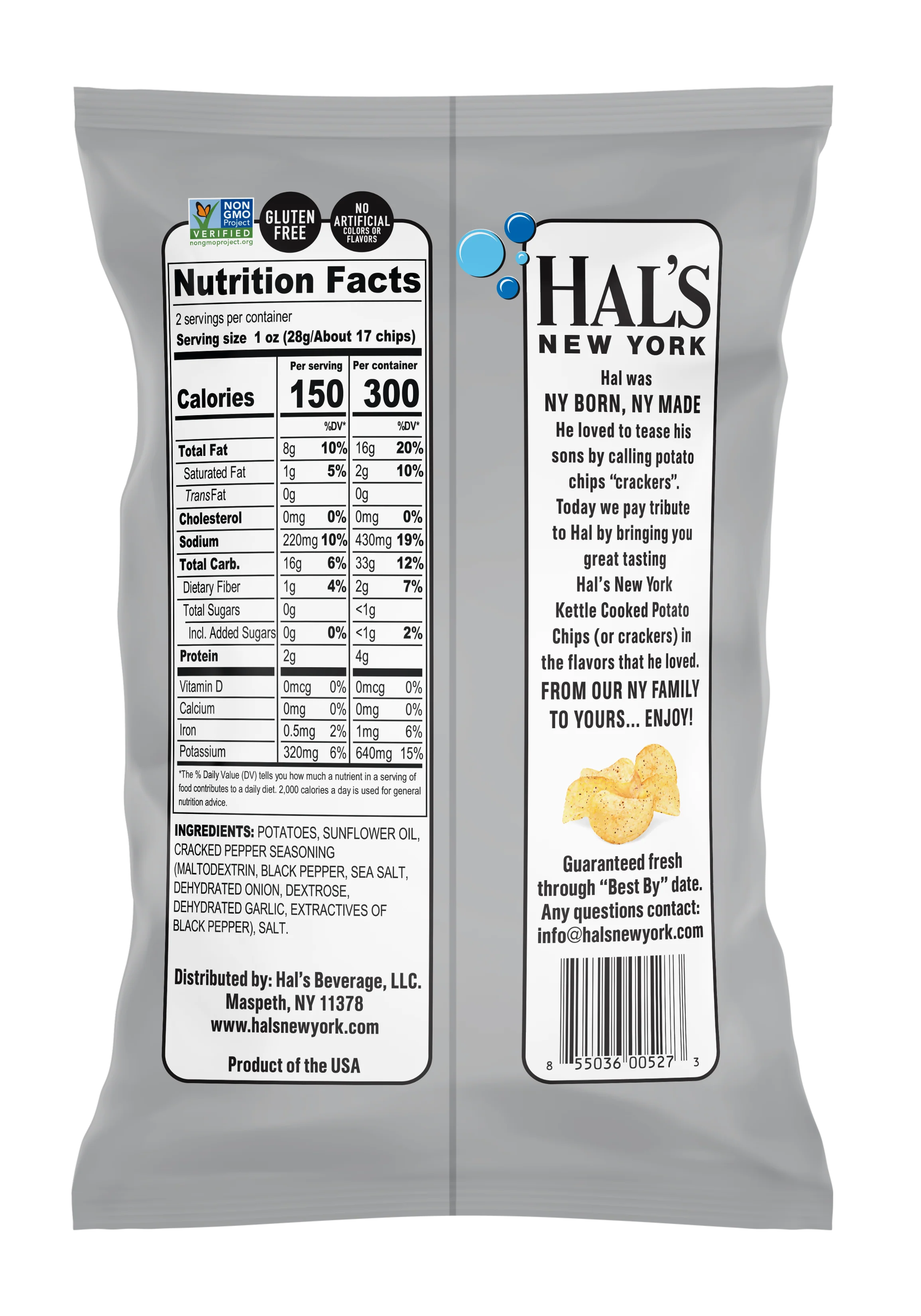 Hal's New York Kettle Cooked Potato Chips, Sea Salt & Cracked Pepper, 2 oz (Pack of 24) - Image 3