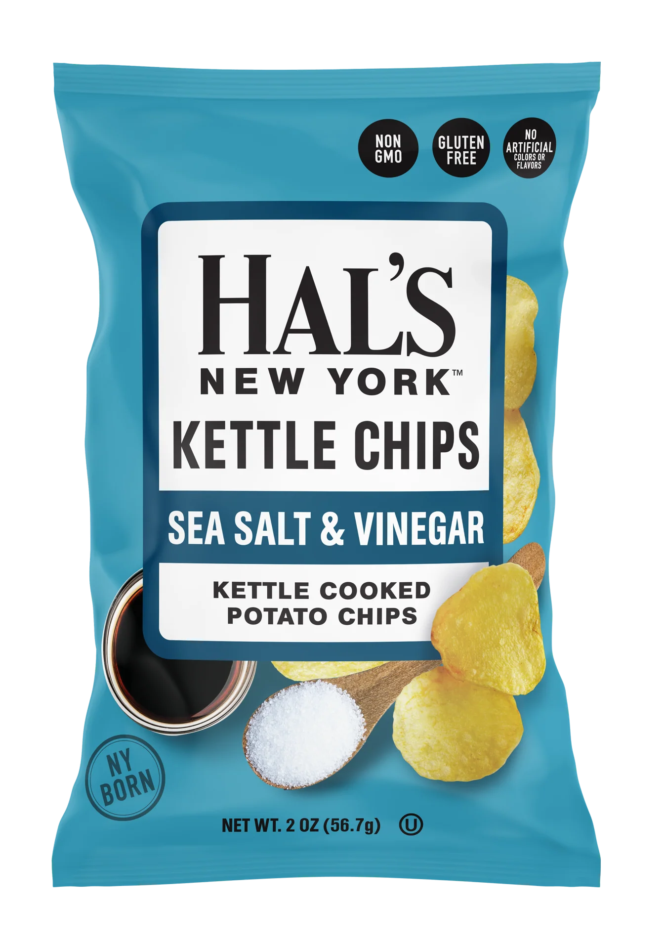 Hal's New York Kettle Cooked Potato Chips, Sea Salt & Vinegar, 2 oz (Pack of 24) - Image 2