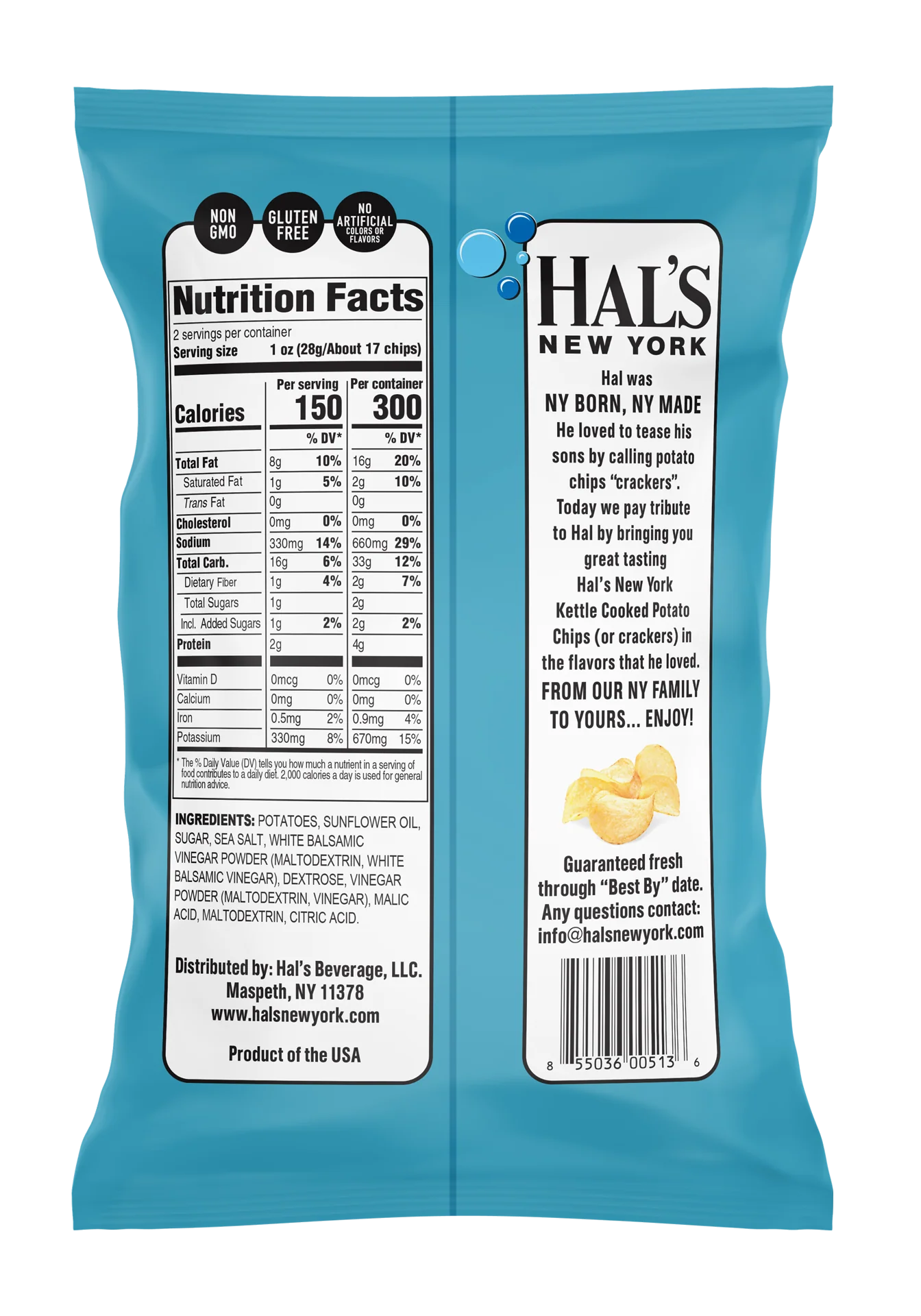 Hal's New York Kettle Cooked Potato Chips, Sea Salt & Vinegar, 2 oz (Pack of 24) - Image 3