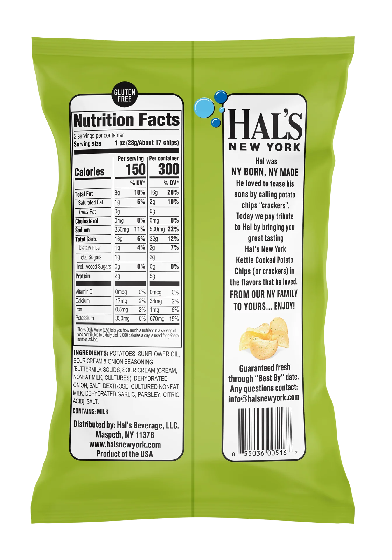Hal's New York Kettle Cooked Potato Chips, Sour Cream & Onion, 2 oz (Pack of 24) - Image 3
