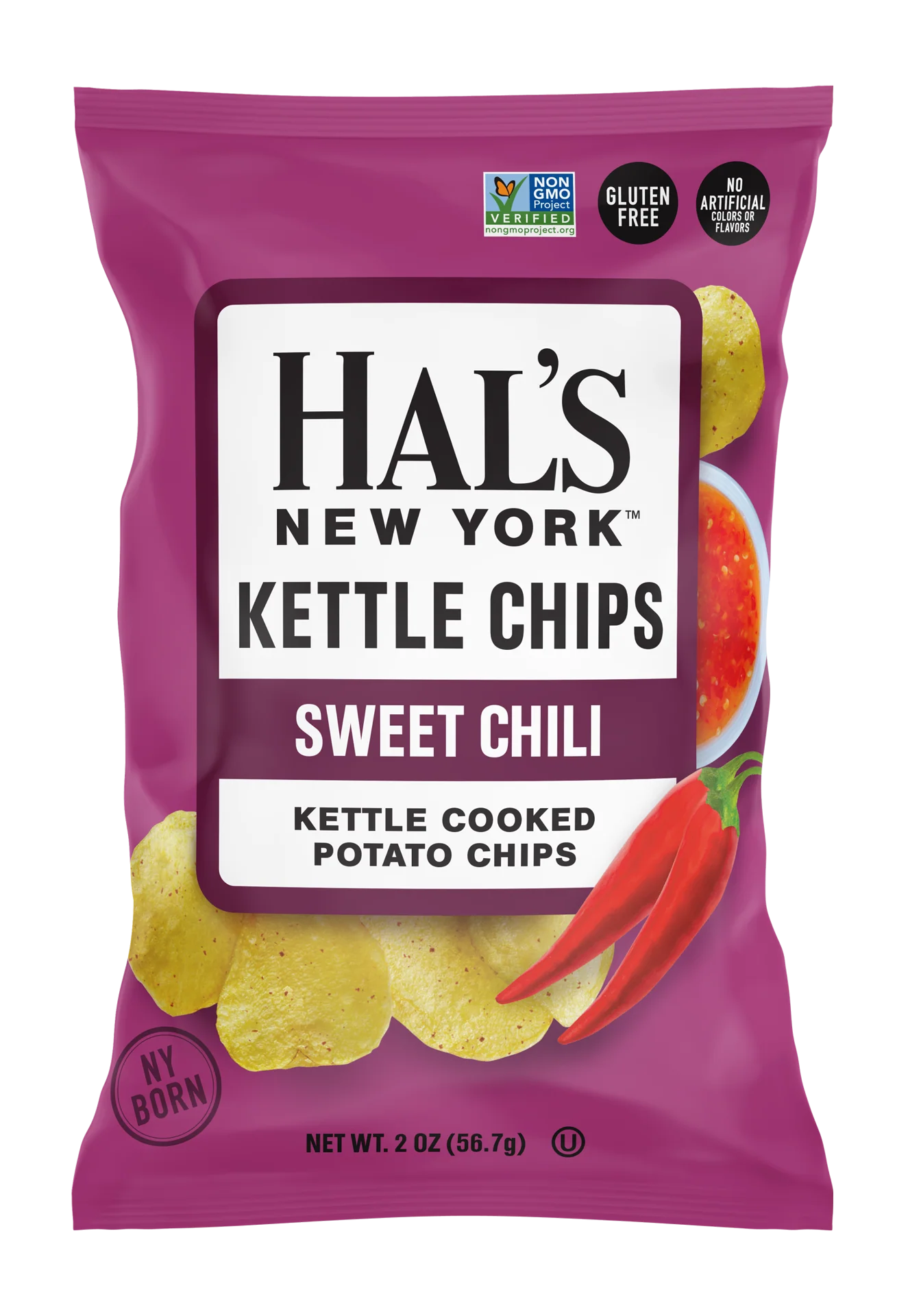 Hal's New York Kettle Cooked Potato Chips, Sweet Chili, 2 oz (Pack of 24) - Image 2