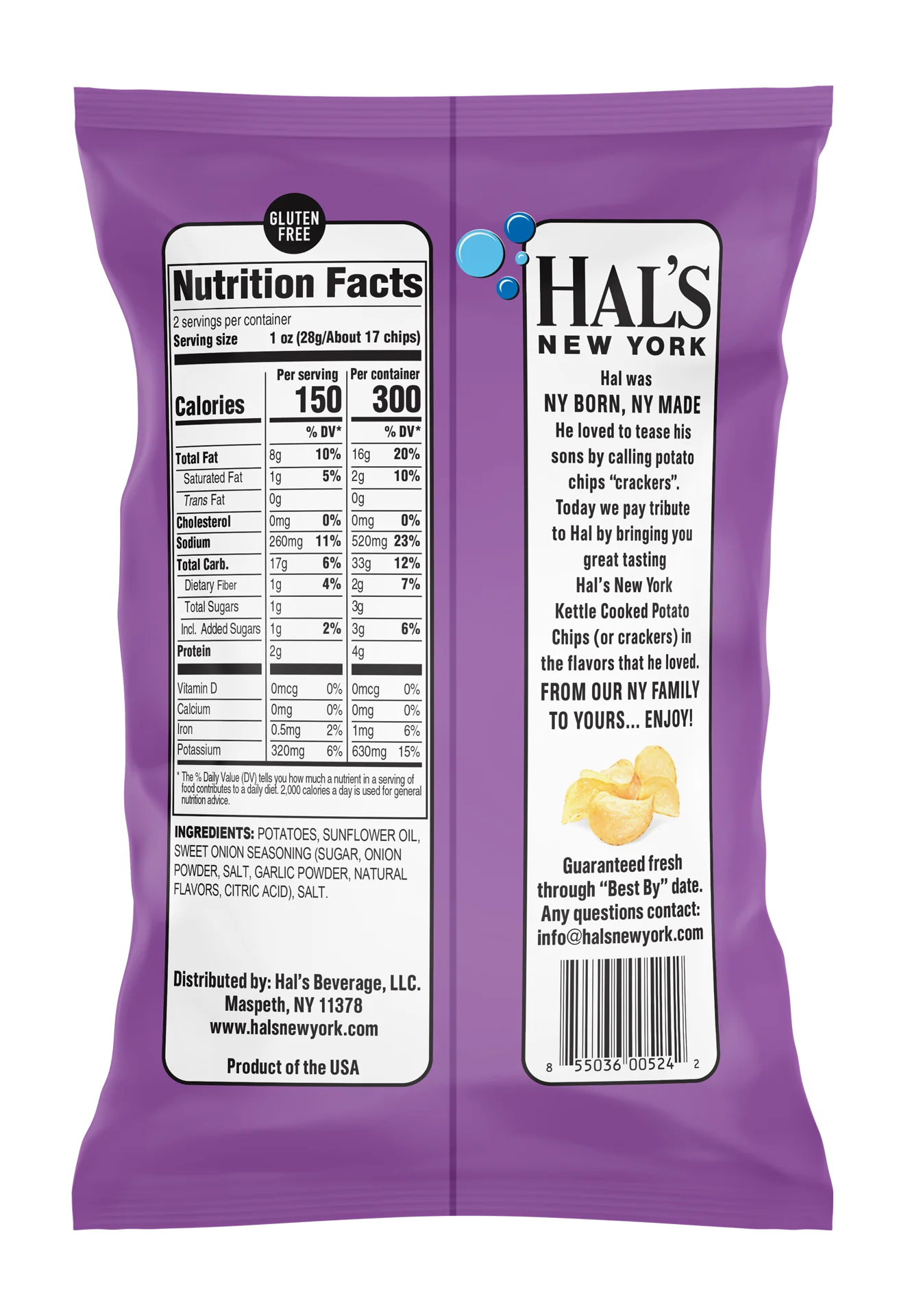 Hal's New York Kettle Cooked Potato Chips, Sweet Onion, 2 oz (Pack of 24) - Image 3