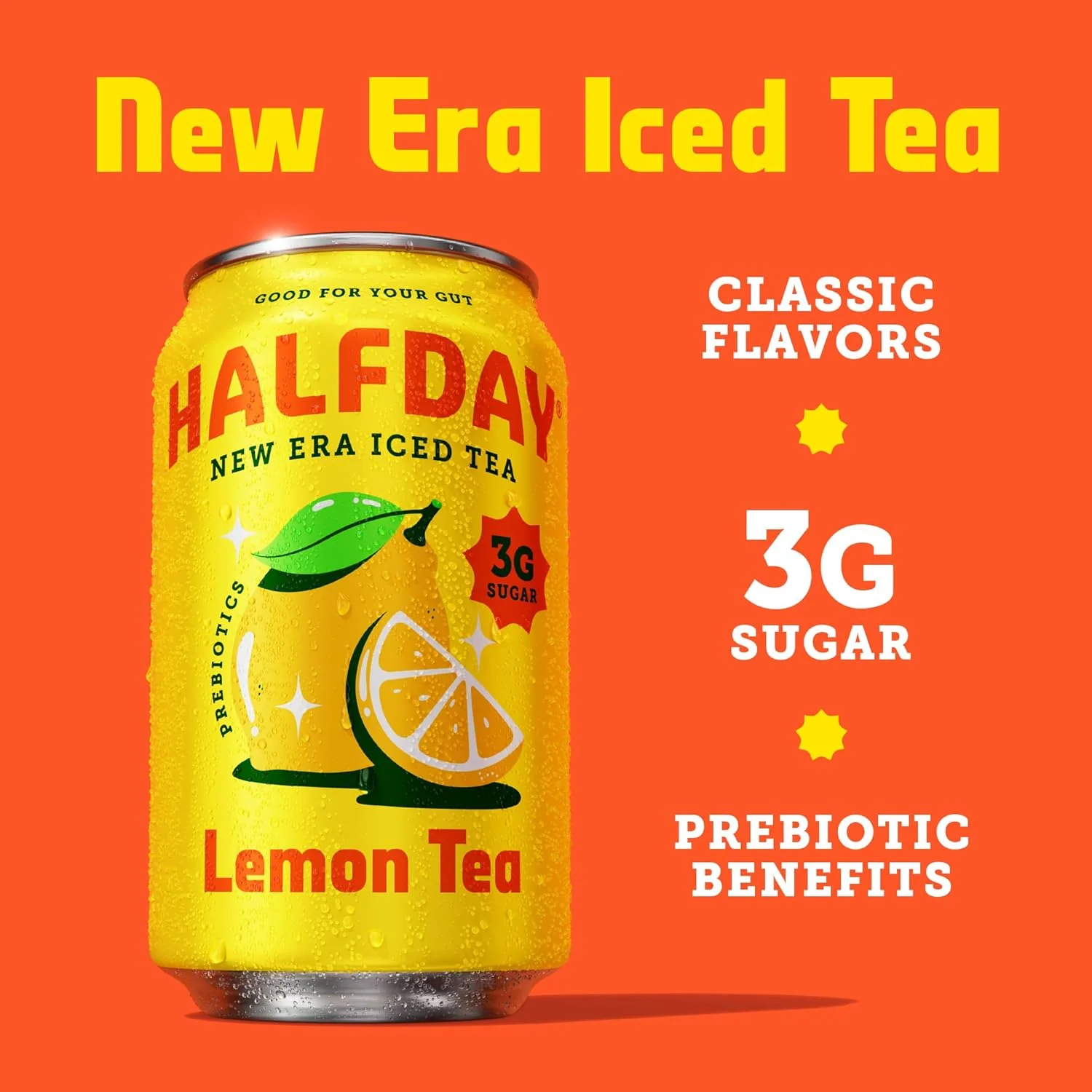 HALFDAY Prebiotic Iced Tea, Lemon, 12oz (Pack of 12) - Image 6