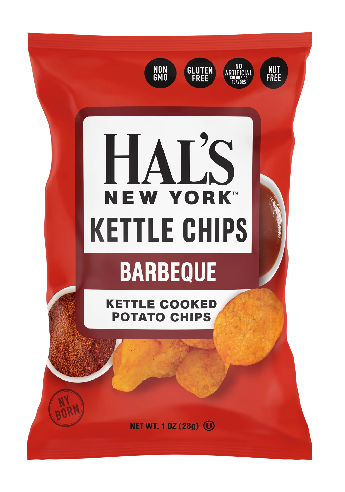 Hal's New York Kettle Cooked Potato Chips, BBQ, 1 oz Single Serve Bags (Pack of 60) - Image 2