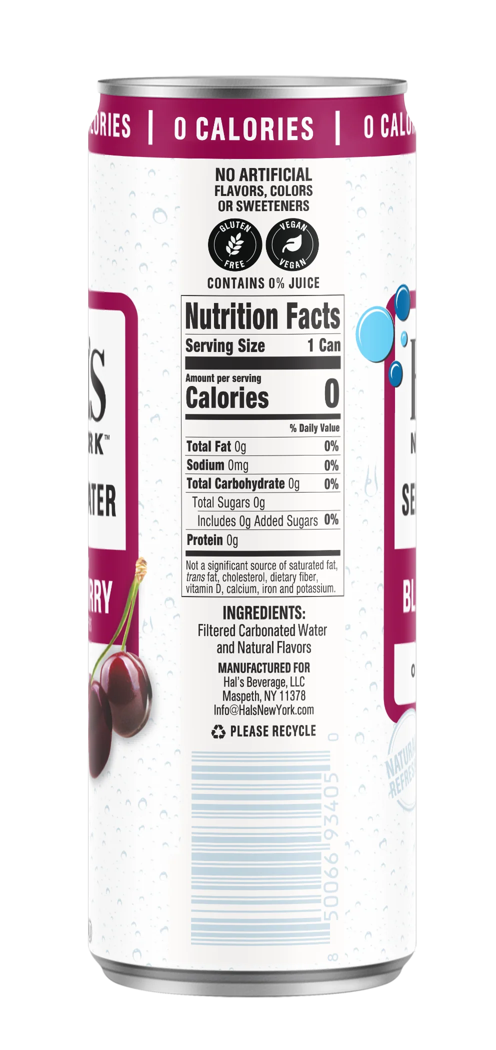 Hal's New York Seltzer Water, Black Cherry, 12oz Slim Cans (Pack of 24) - Image 4
