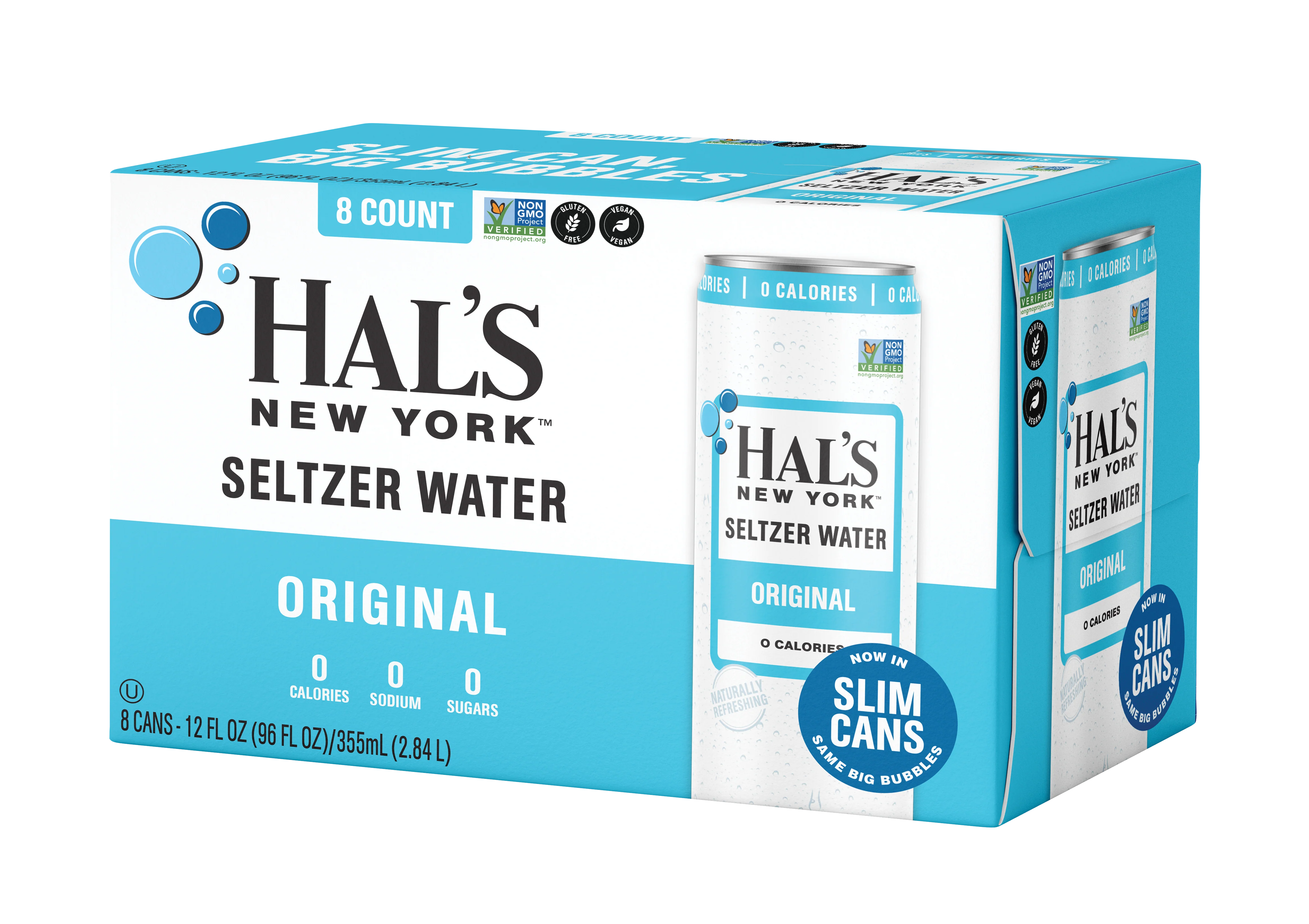 Hal's New York Seltzer Water, Original, 12oz Slim Cans (Pack of 24) - Image 2