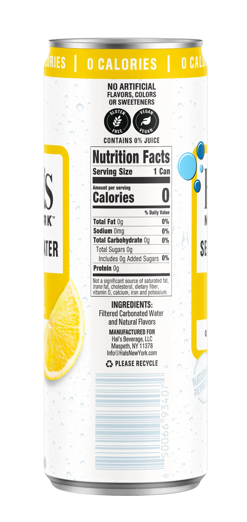 Hal's New York Seltzer Water, Lemon, 12oz Slim Cans (Pack of 24) - Image 4