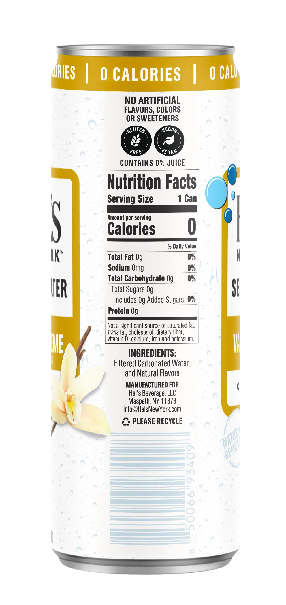 Hal's New York Seltzer Water, Vanilla Creme, 12oz Slim Cans (Pack of 24) - Image 4