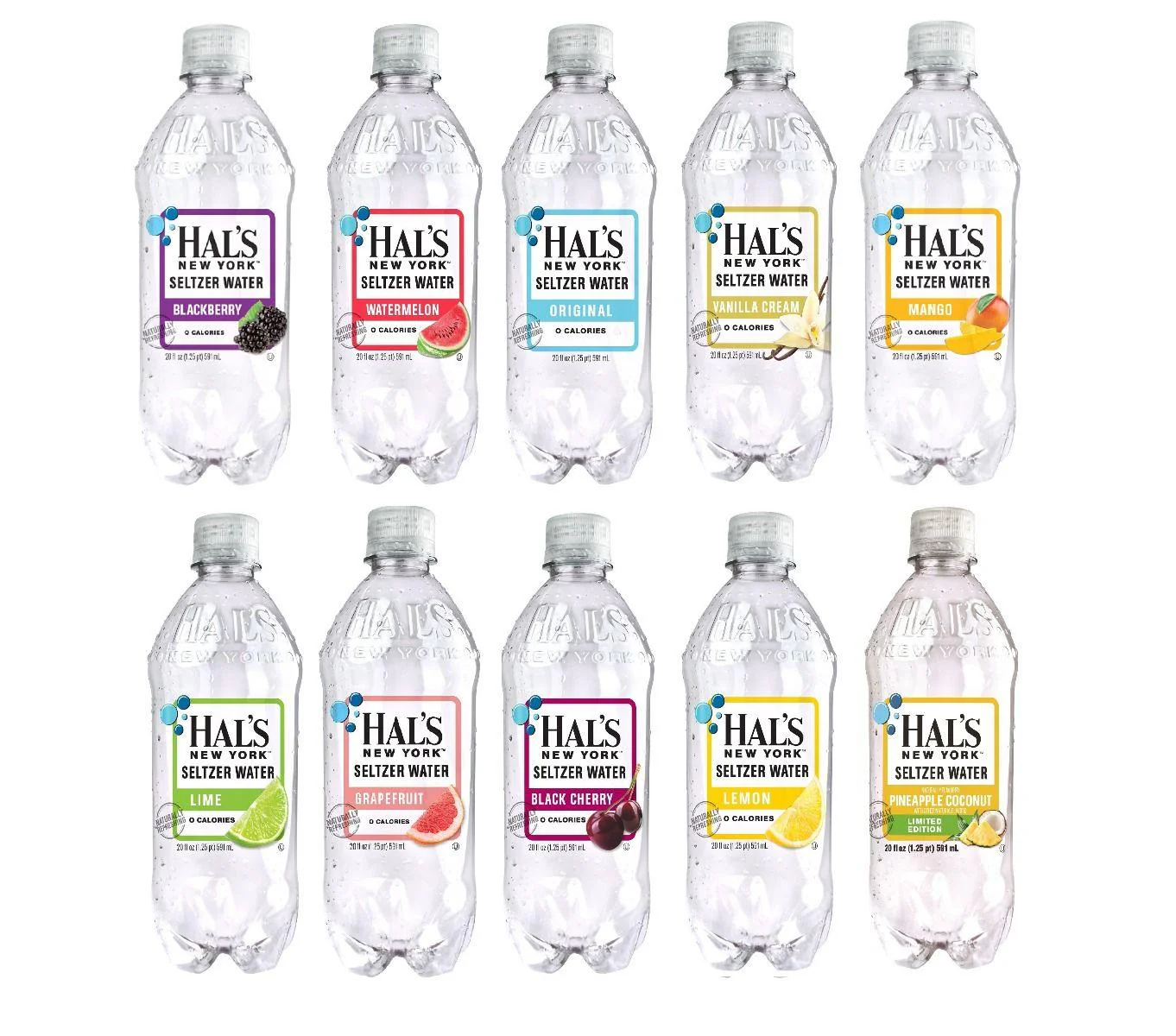 Hal's New York Seltzer Water 20oz, Mix & Match Custom Pack of 24