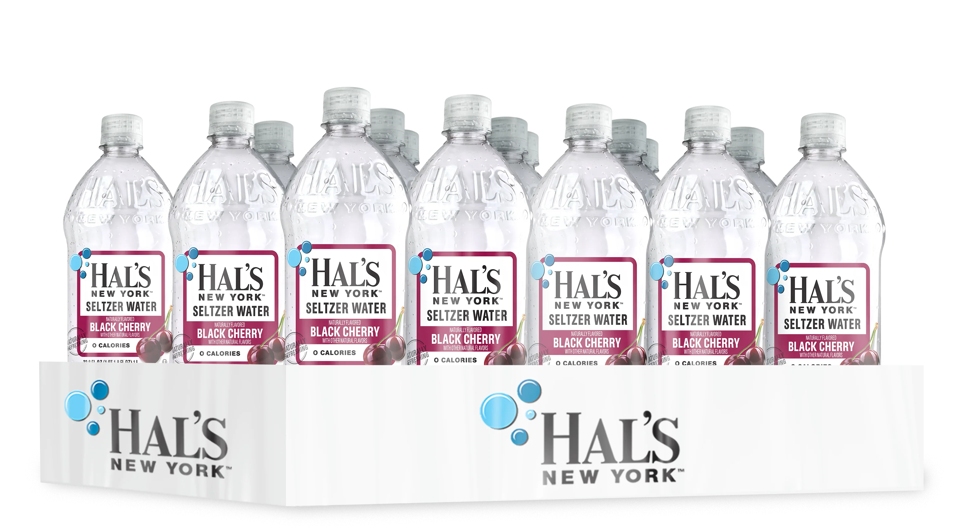 Hal's New York Seltzer Water, Black Cherry, 1 Liter (Pack of 15)