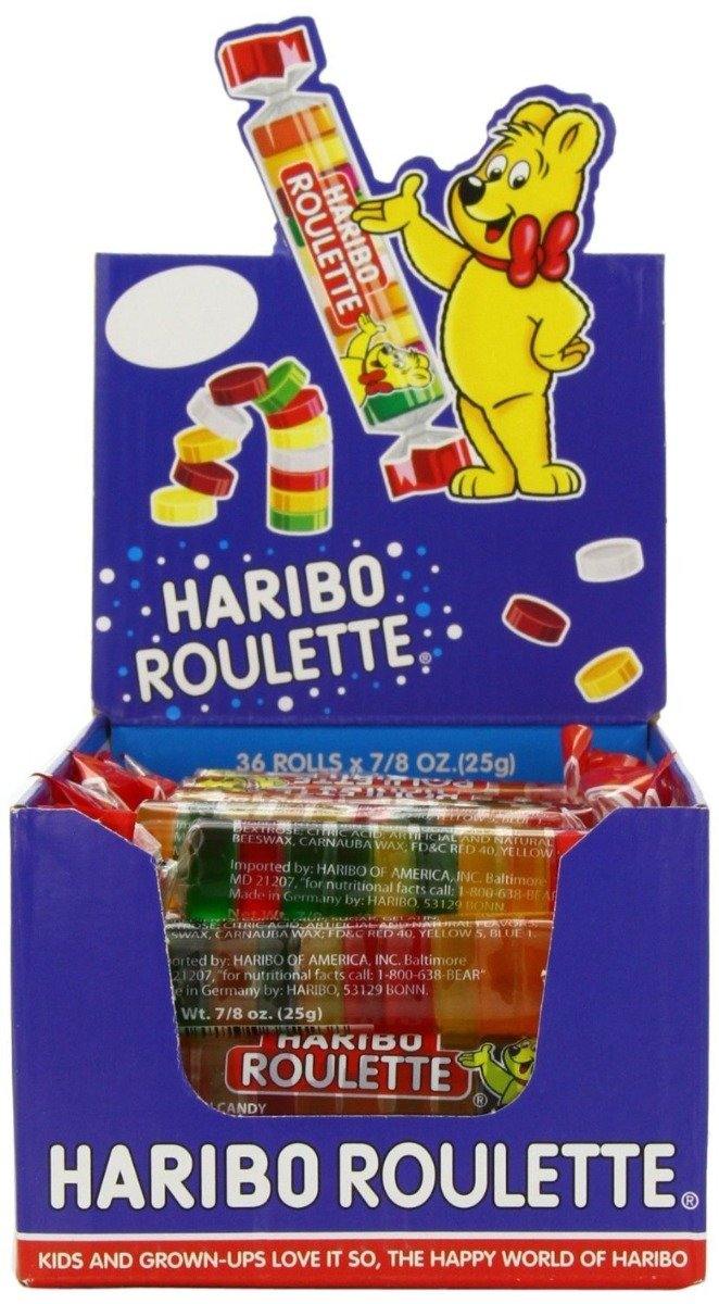 Haribo Gummi Candy, Roulette, 0.87oz Rolls (Pack of 36)