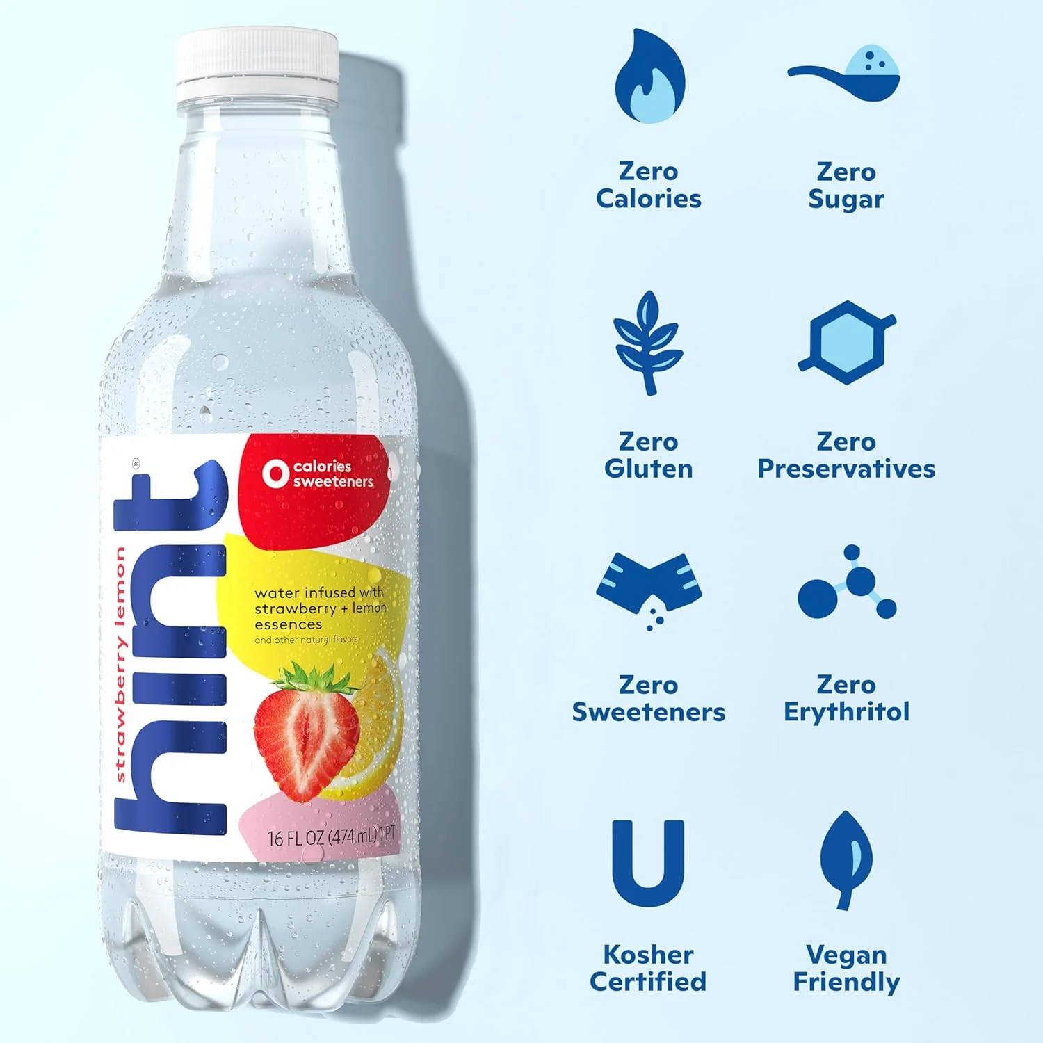 Hint Fruit-Infused Water, Strawberry Lemon, 16oz (Pack of 12) - Image 3