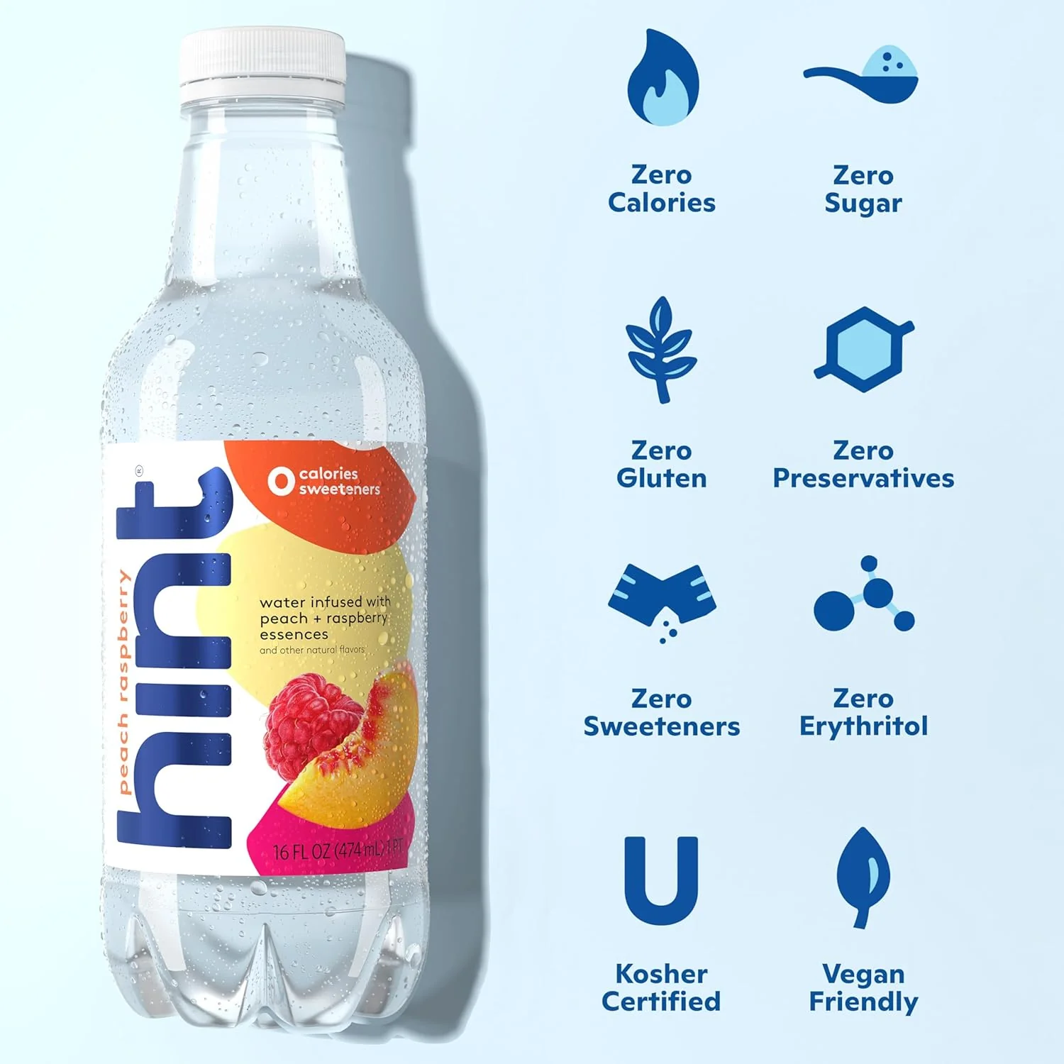 Hint Fruit-Infused Water, Peach Raspberry, 16oz (Pack of 12) - Image 3