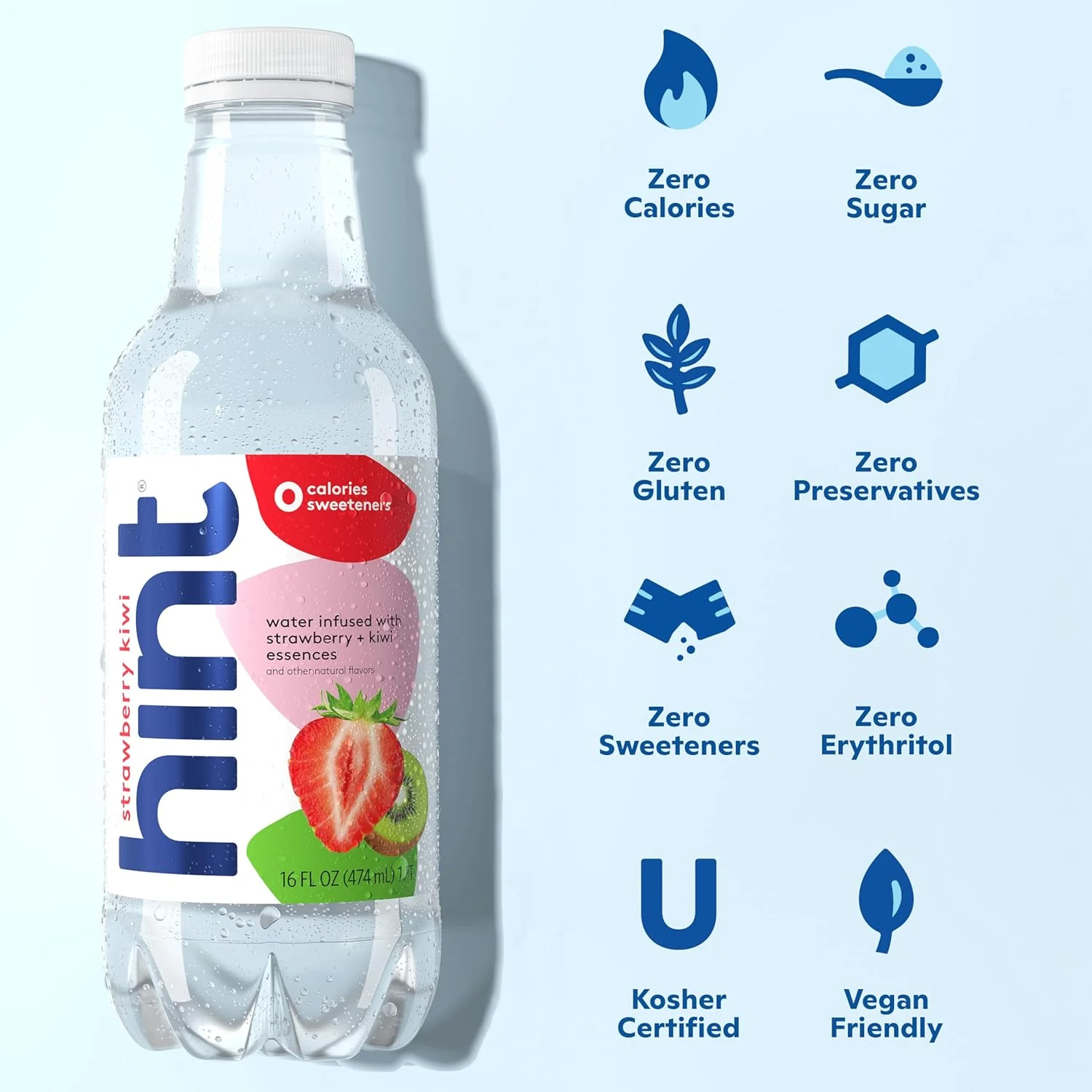 Hint Fruit-Infused Water, Strawberry Kiwi, 16oz (Pack of 12) - Image 3