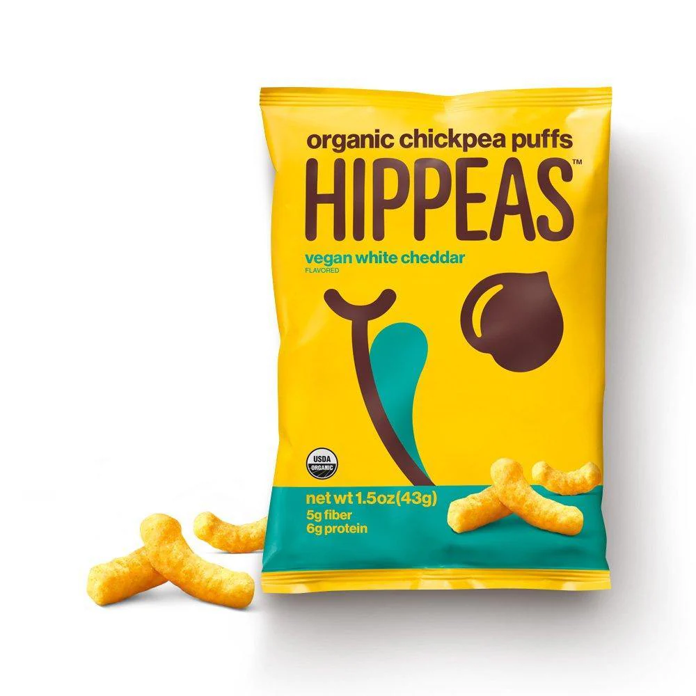 Hippeas Chickpea Puffs, Vegan White Cheddar, 1.5 oz (Pack of 12)