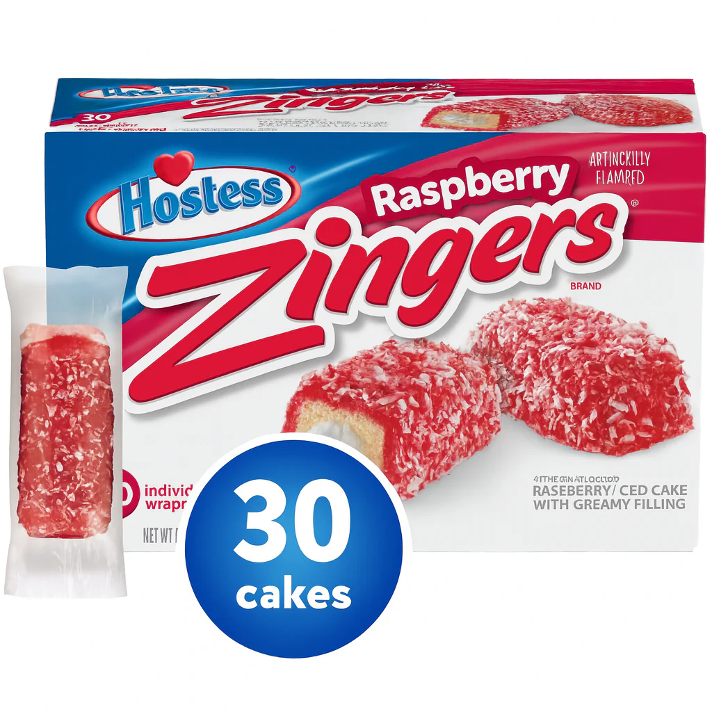 Hostess Raspberry Zingers, 13.4oz, 10 Individually Wrapped Cakes - Multi-Pack - Image 2