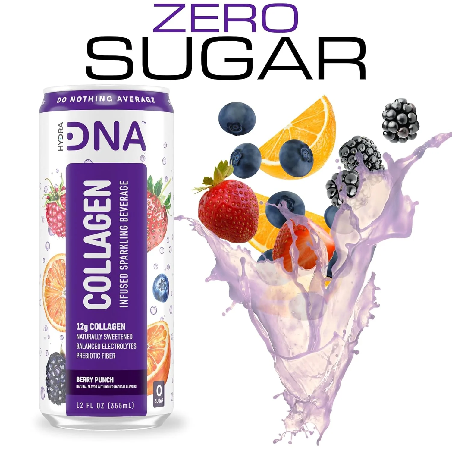 HydraDNA Collagen Infused Sparkling Drink, Berry Punch, 12oz (Pack of 12) - Image 6