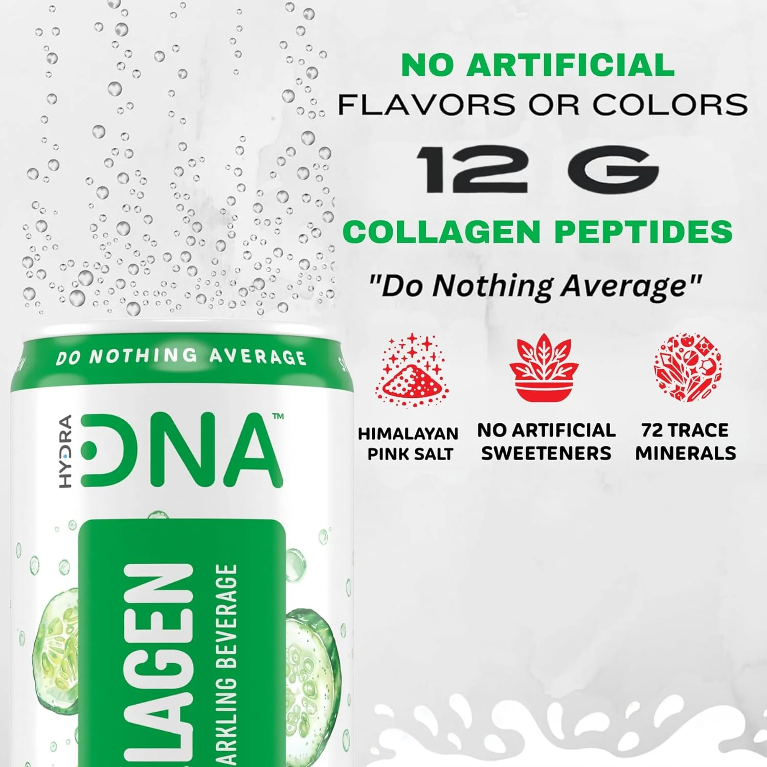 HydraDNA Collagen Infused Sparkling Drink, Cucumber Lime, 12oz (Pack of 12) - Image 5