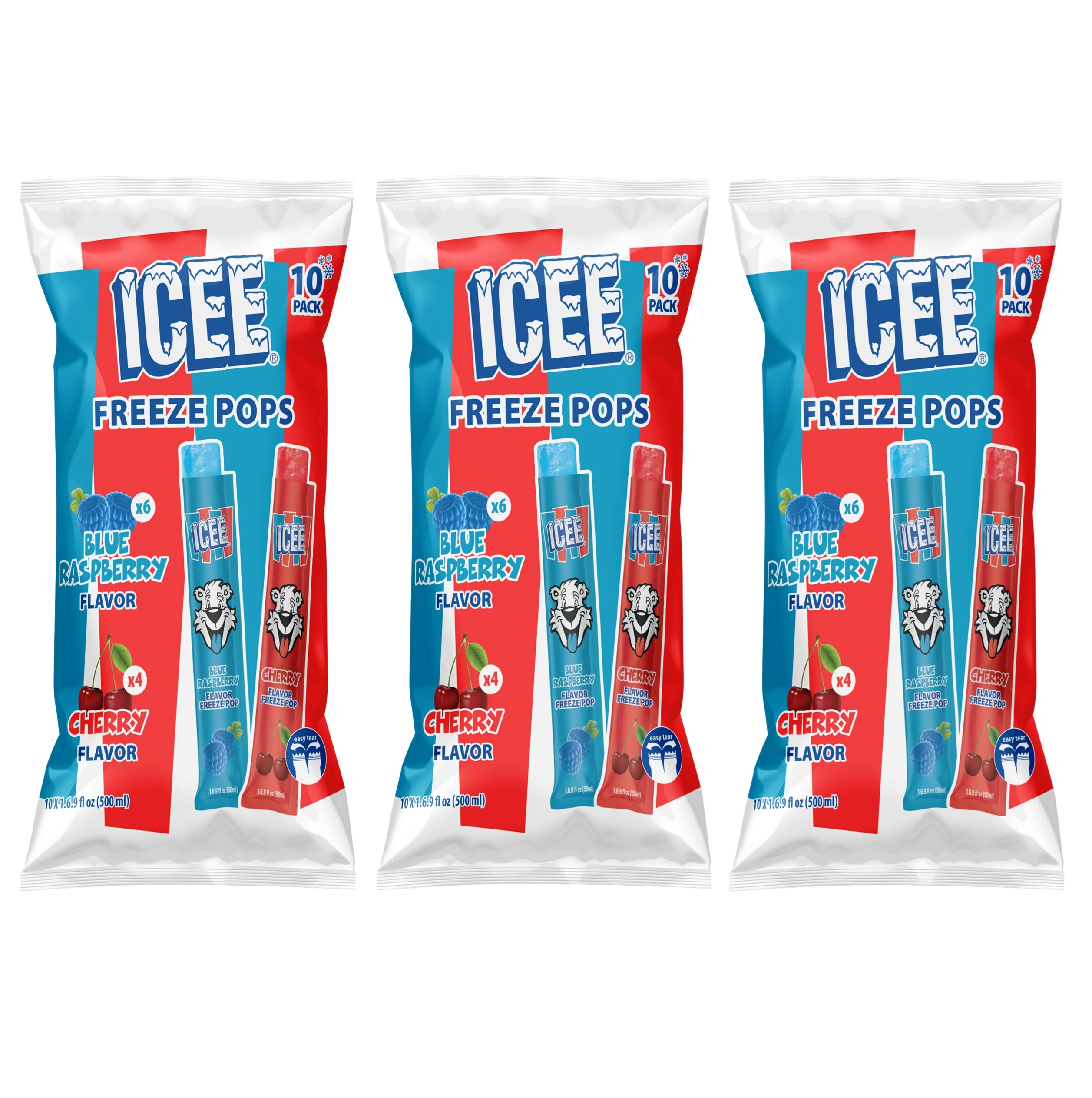 ICEE Freeze Pops, Blue Raspberry & Cherry Variety, 1.69oz, - Multi-Pack - Image 3