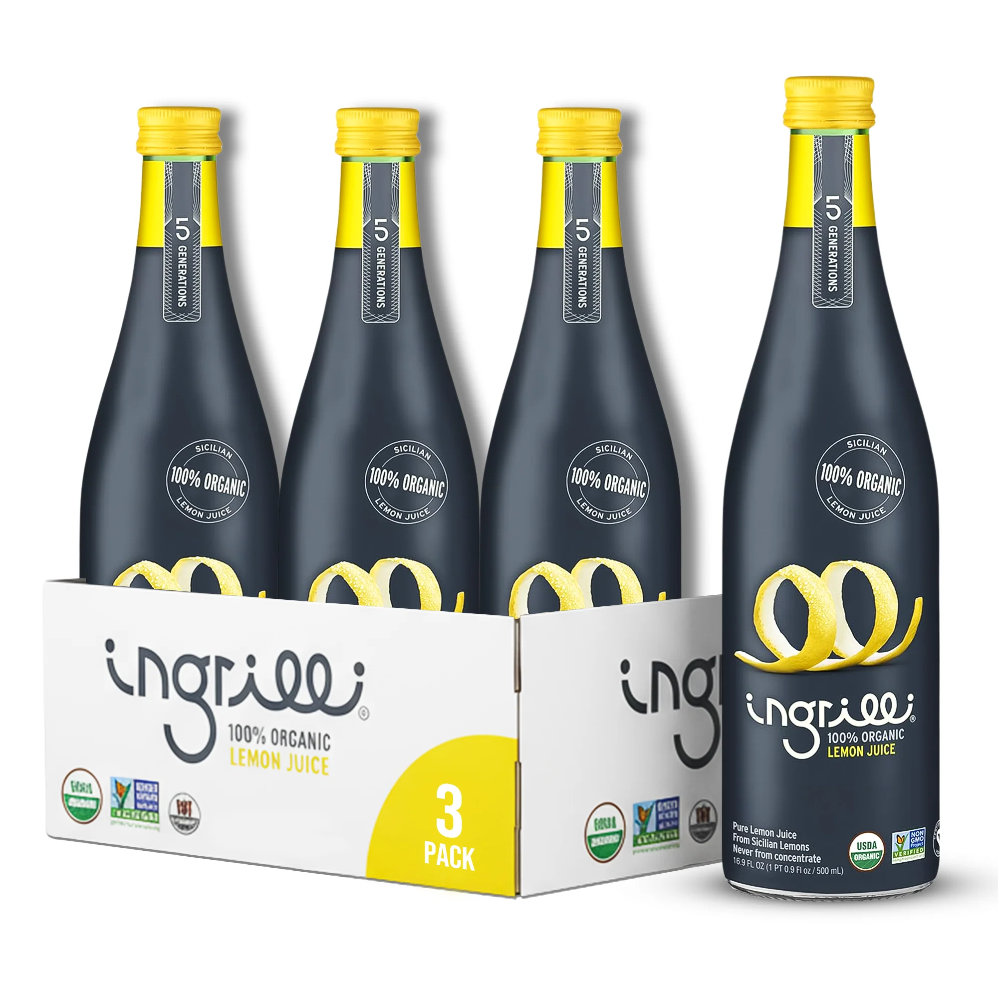 Ingrilli 100% Organic Lemon Juice, 16.9 Fl Oz Glass Bottle - Multi Pack - Image 5