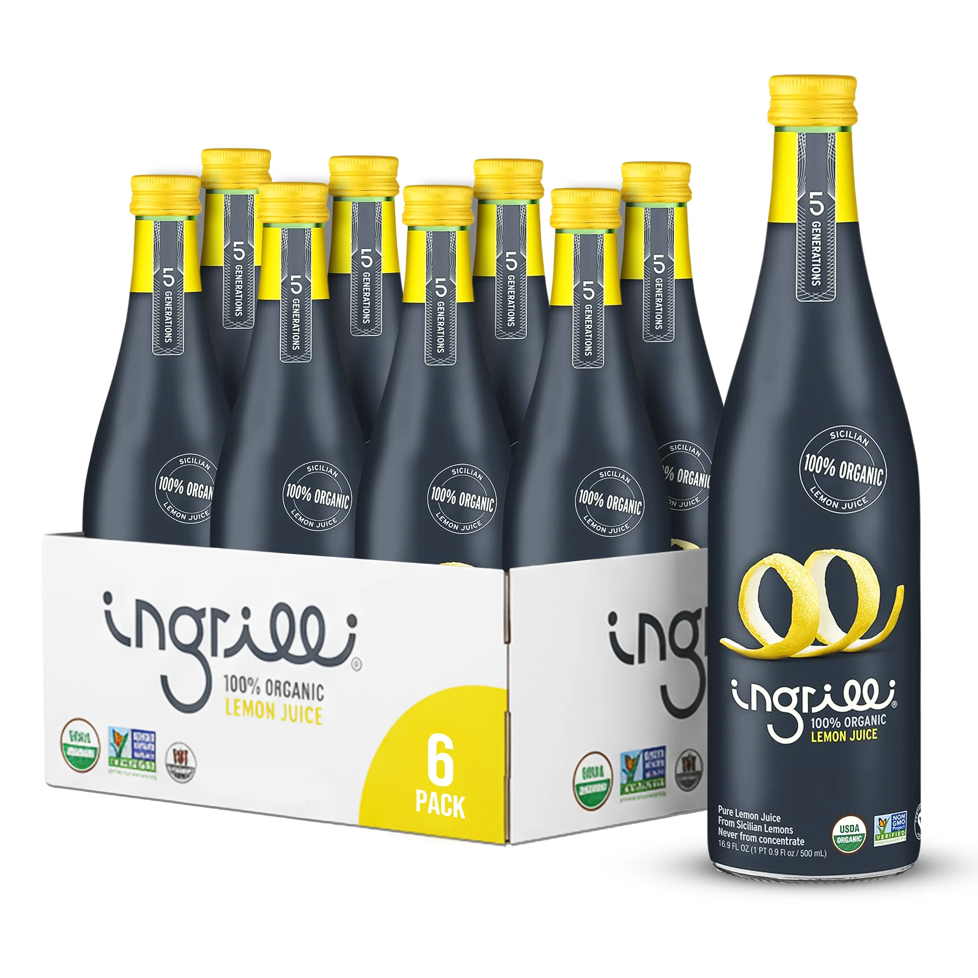 Ingrilli 100% Organic Lemon Juice, 16.9 Fl Oz Glass Bottle - Multi Pack - Image 6