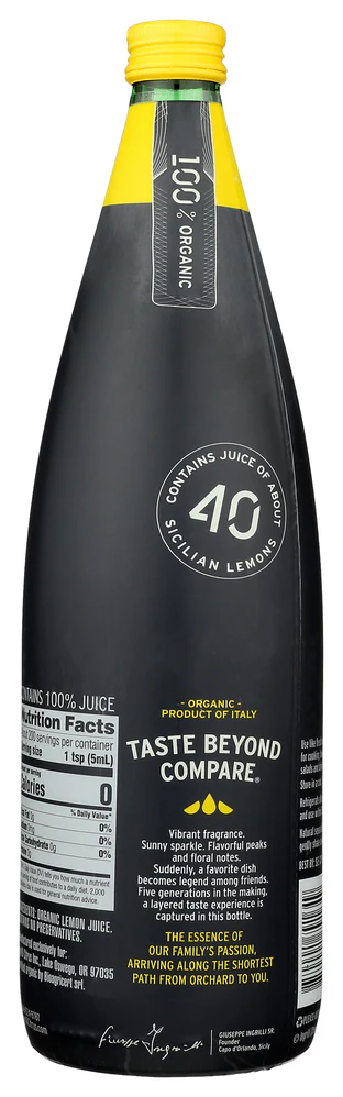 Ingrilli 100% Organic Lemon Juice, 33.8 Fl Oz Glass Bottle - Multi Pack - Image 3