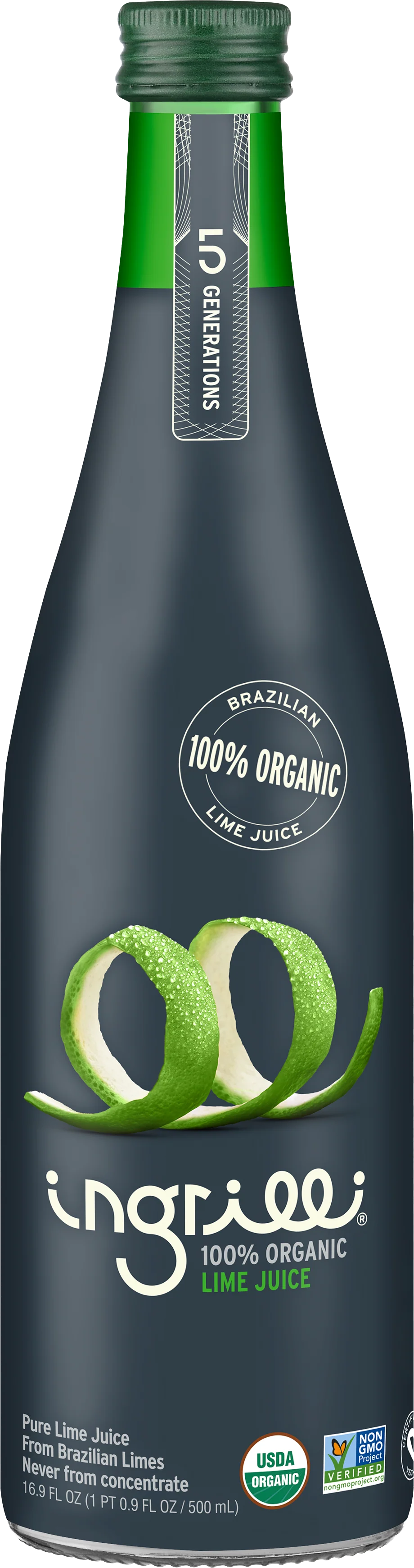 Ingrilli 100% Organic Lime Juice, 16.9 Fl Oz Glass Bottle - Multi Pack