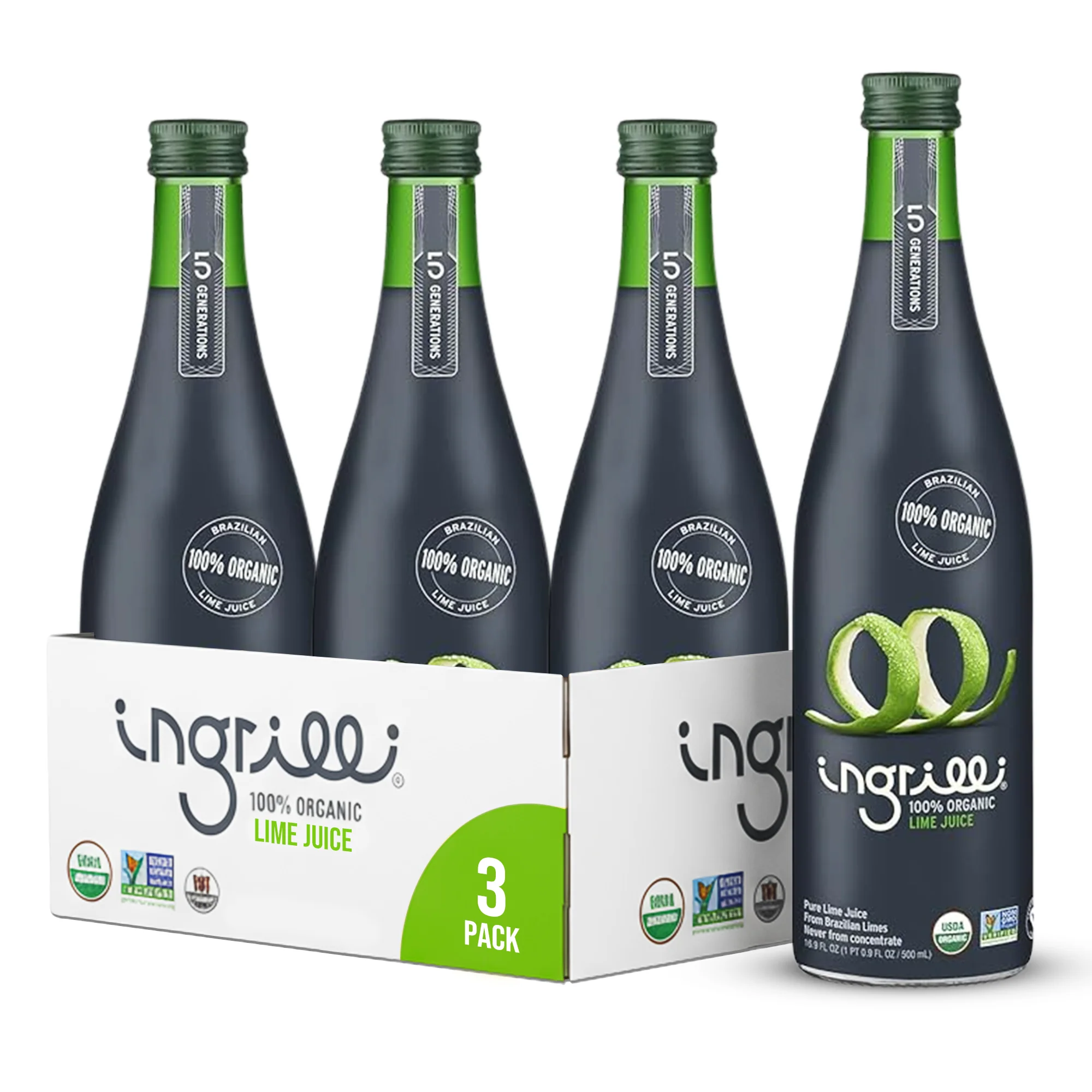 Ingrilli 100% Organic Lime Juice, 16.9 Fl Oz Glass Bottle - Multi Pack - Image 5