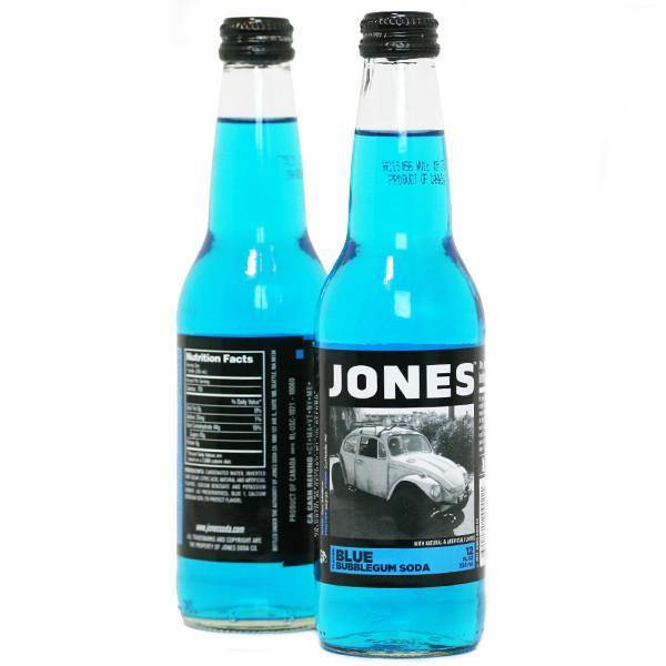 Jones Cane Sugar Soda, Blue Bubblegum, 12 oz (Pack of 12)