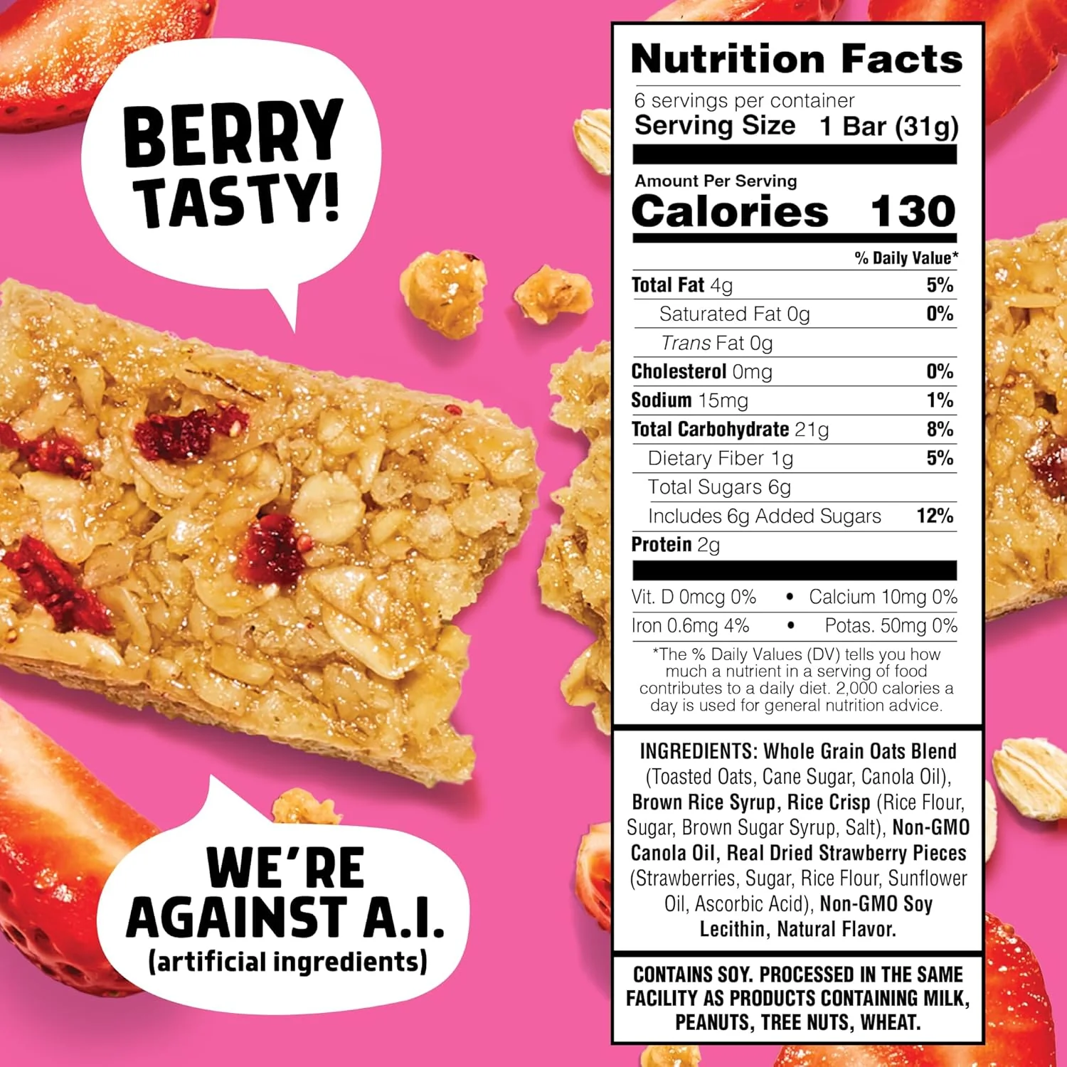 Junkless Chewy Granola Bars, Strawberry, 1.1 oz (Pack of 4) - Image 3
