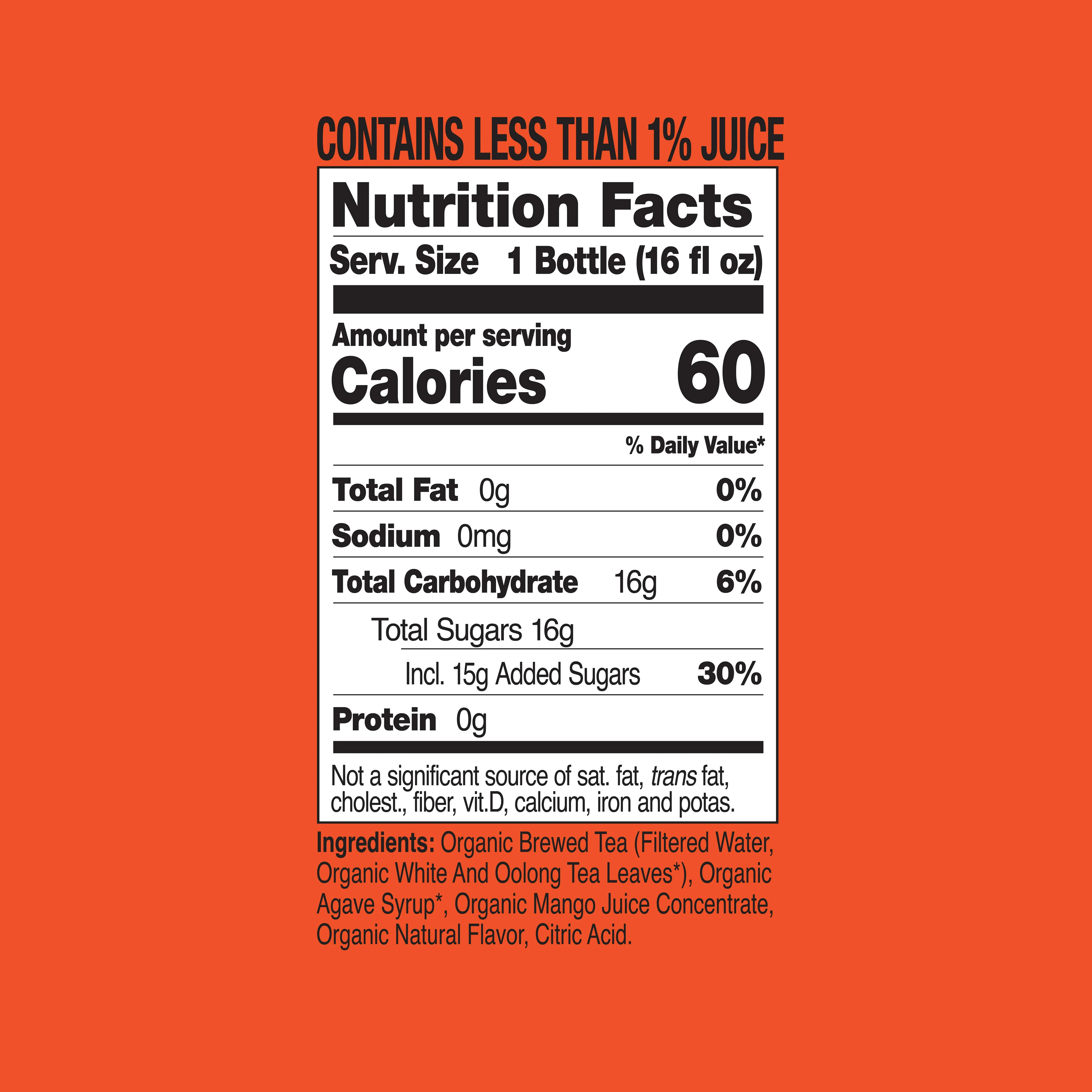 Just Ice Tea, Mango White Tea, 16oz (Pack of 6) - Image 2