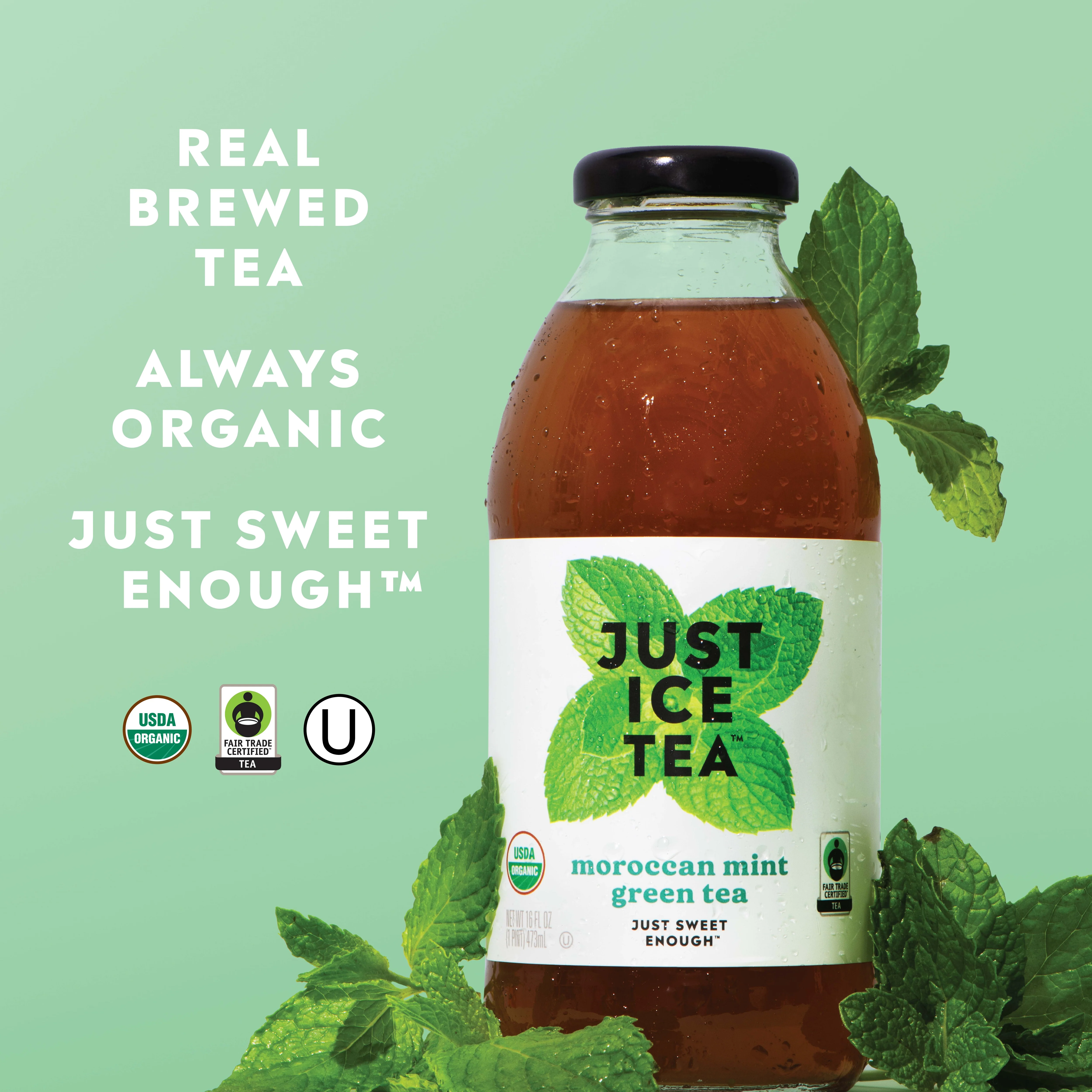 Just Ice Tea, Moroccan Mint Green Tea, 16oz (Pack of 12) - Image 3