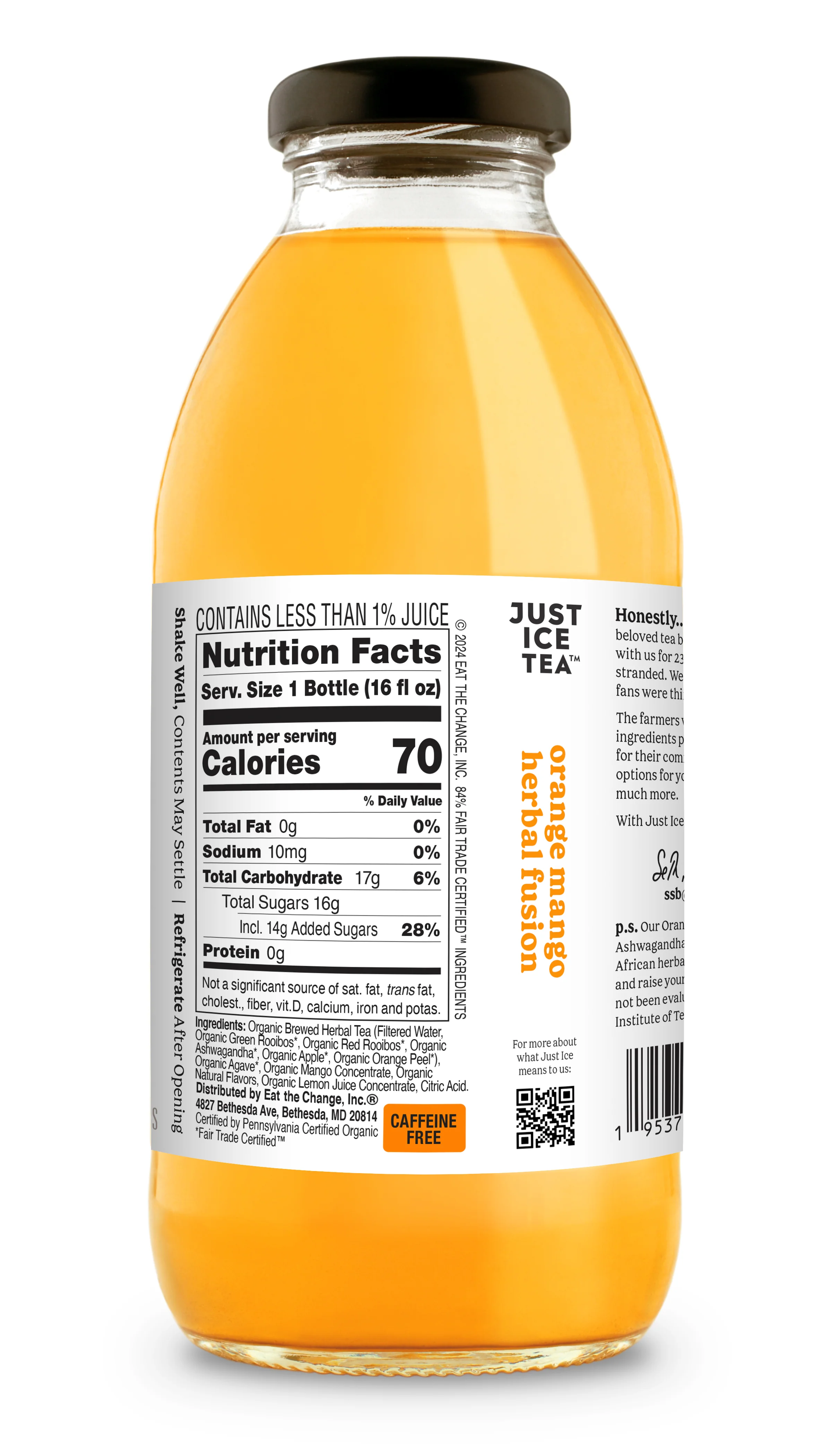 Just Ice Tea, Orange Mango Herbal Fusion, 16oz (Pack of 12) - Image 3