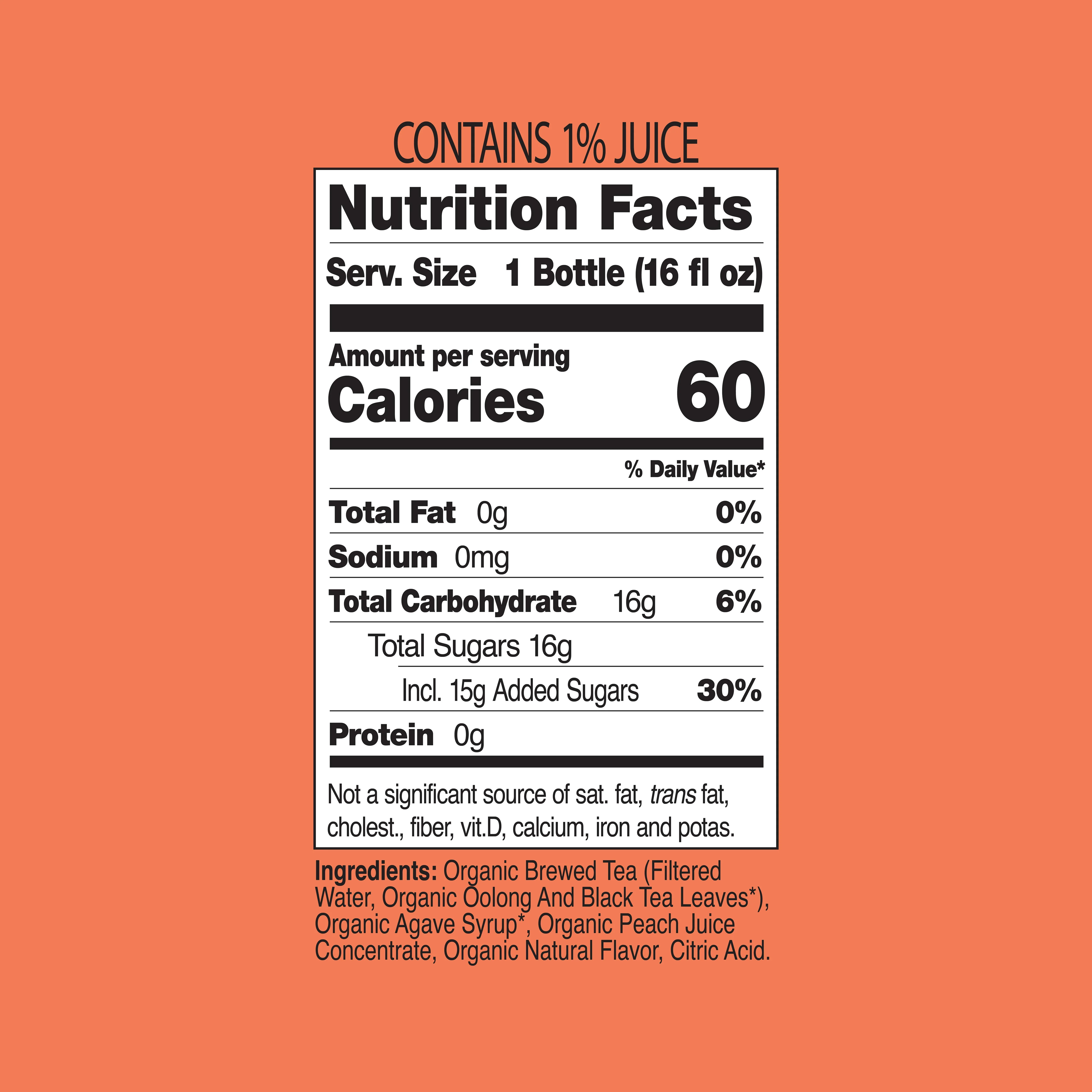 Just Ice Tea, Peach Oolong Tea, 16oz (Pack of 6) - Image 2