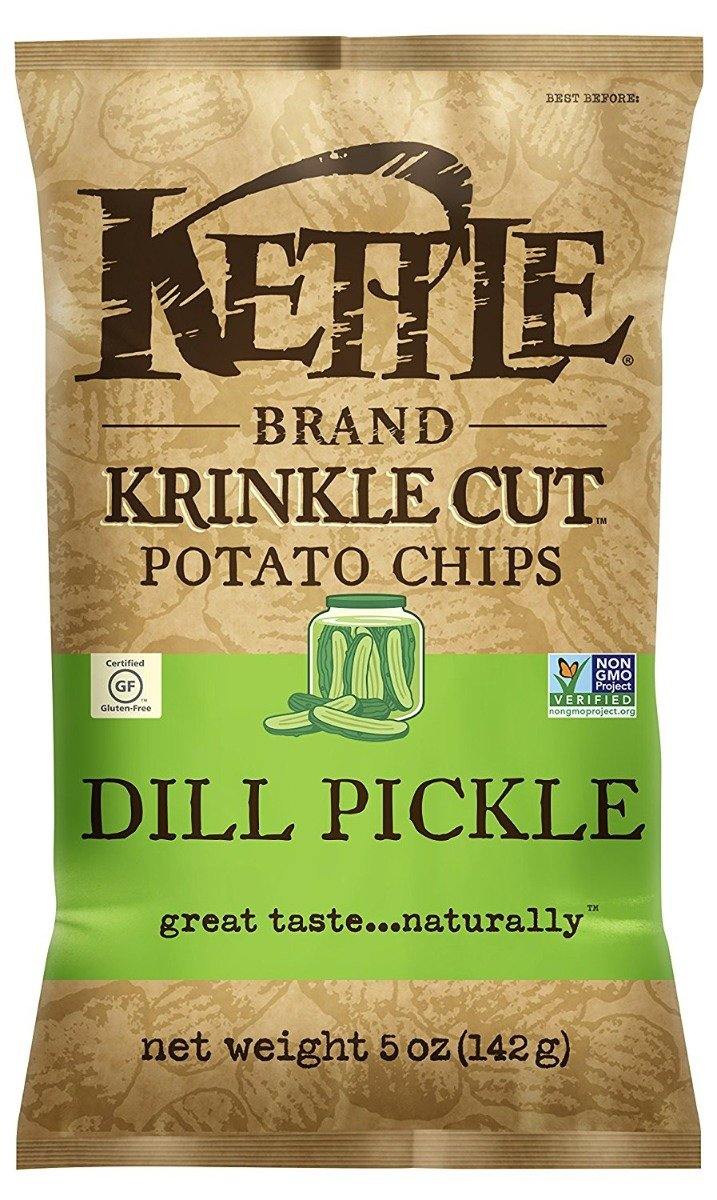 Kettle Brand Krinkle Cut Potato Chips, Dill Pickle, 8.5 Ounce (Pack of 12)
